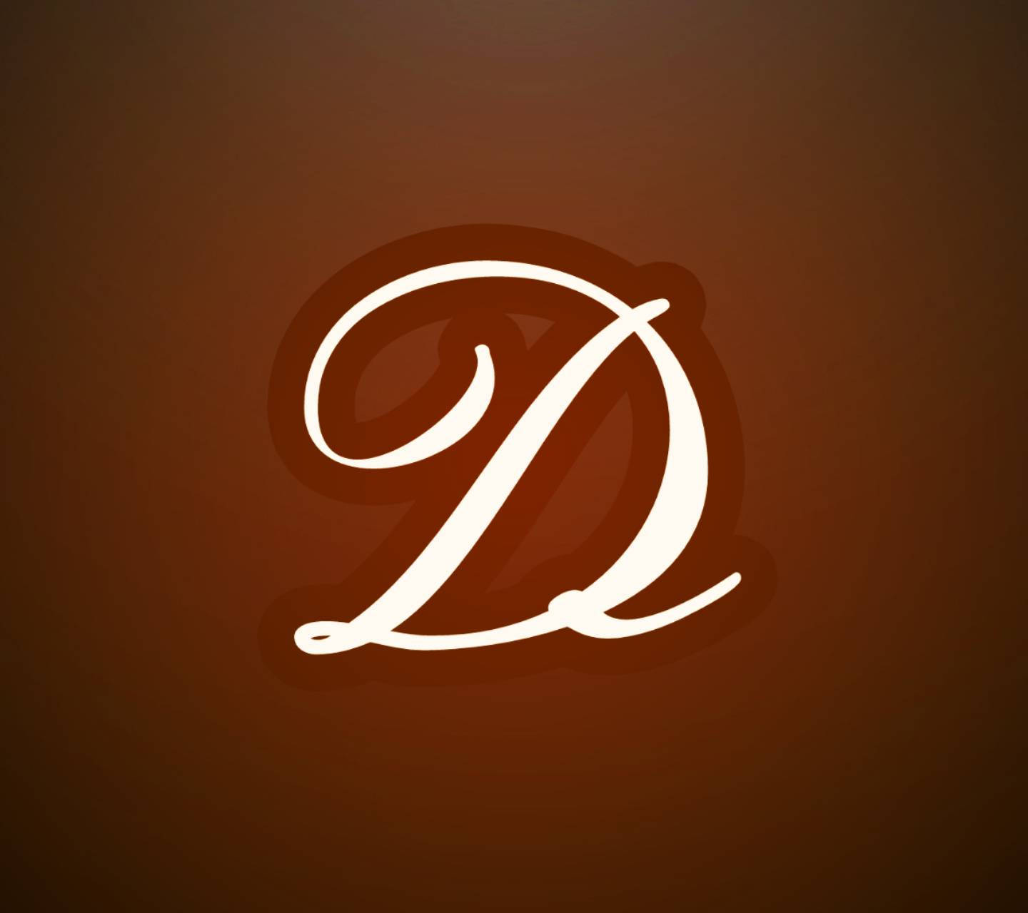 棕色漸變背景上的風格化白色字母D標誌 — 字型 GIF 壁紙