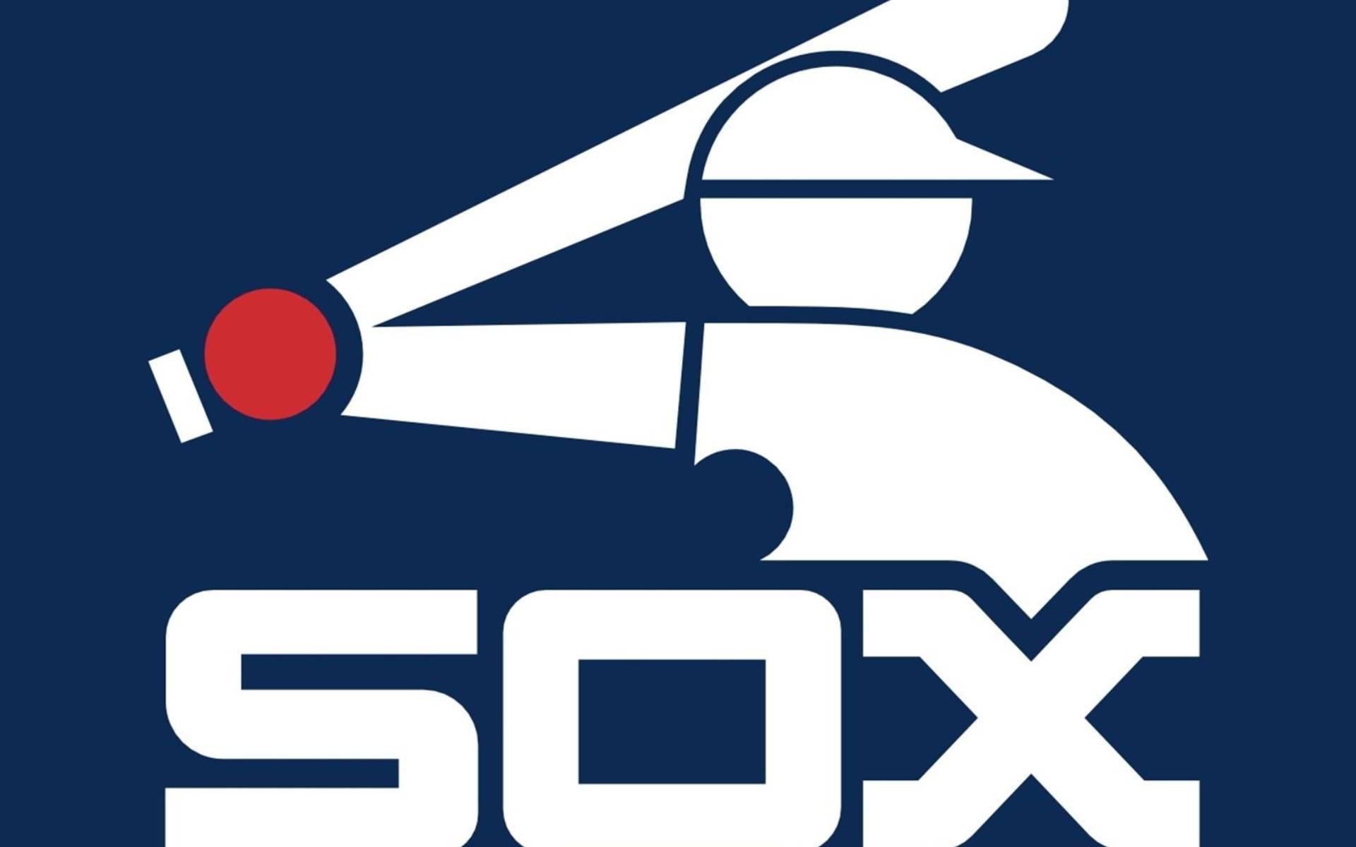 Chicago White Sox 桌布 壁紙 — 一個風格化的白色棒球運動員剪影，在深藍色背景上揮擊一個紅色球，並帶有粗體白色 'SOX' 文字。