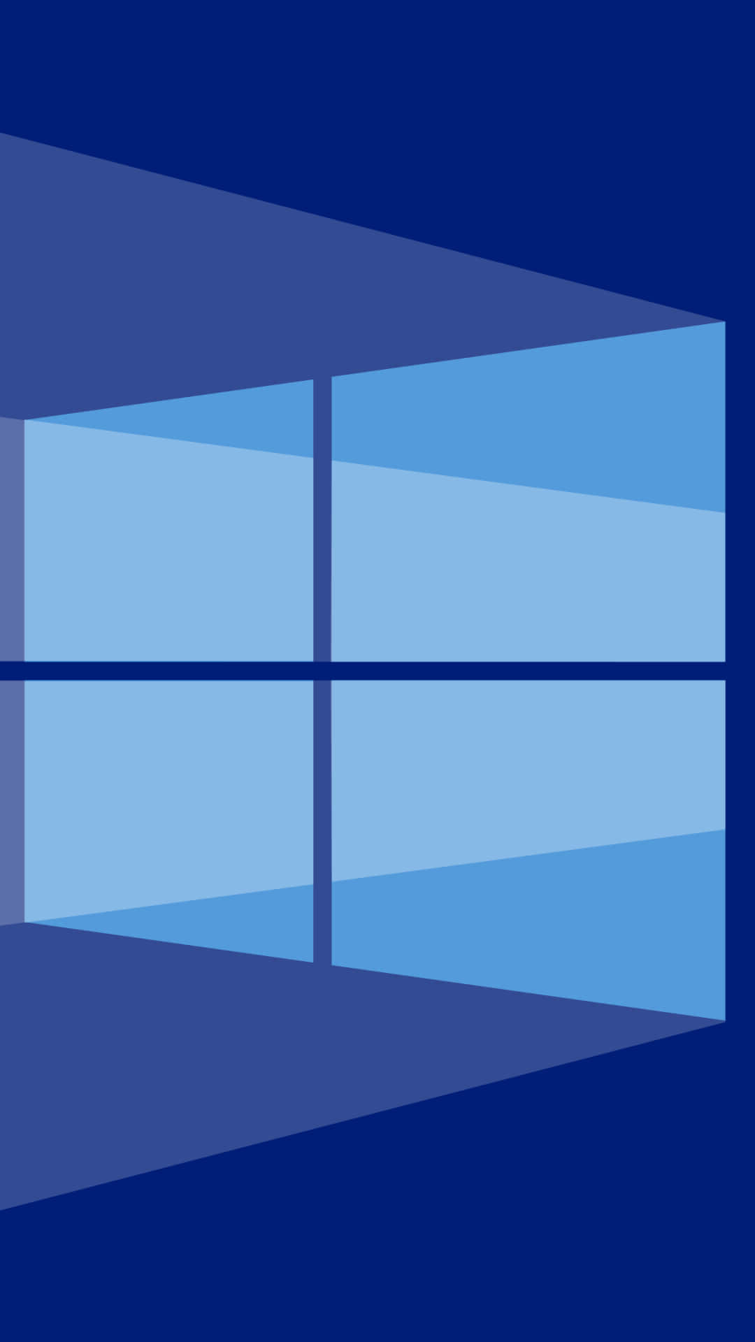 抽象藍色窗戶，帶有幾何玻璃和陰影框架。 — Microsoft 壁紙