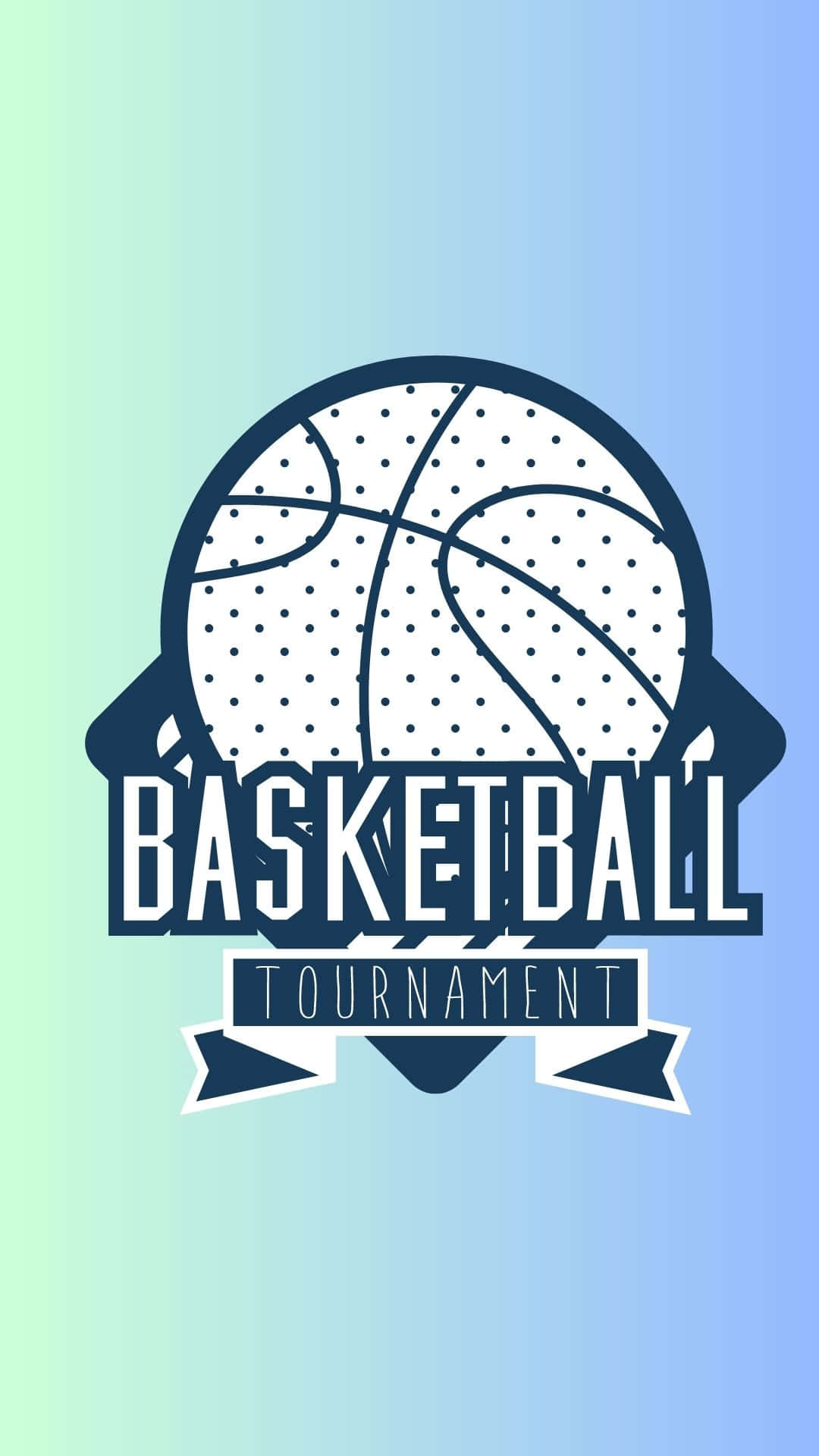 運動 桌布 壁紙 — 一個風格化的籃球標誌，帶有圓點紋理和粗體文字「BASKETBALL TOURNAMENT」，背景為柔和漸變色。