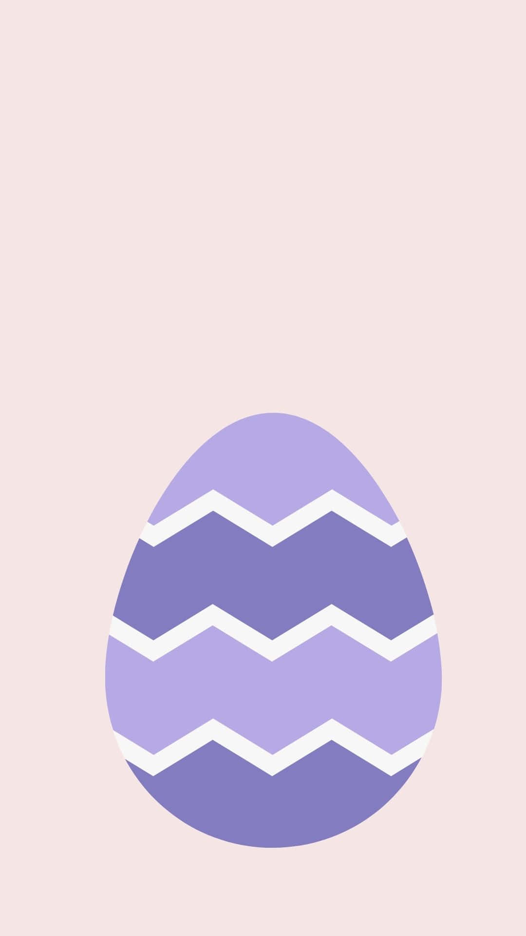 Easter Egg 桌布 壁紙 — 一個風格化的紫色復活節蛋，帶有白色鋸齒條紋，居中在柔和的粉紅色背景上。