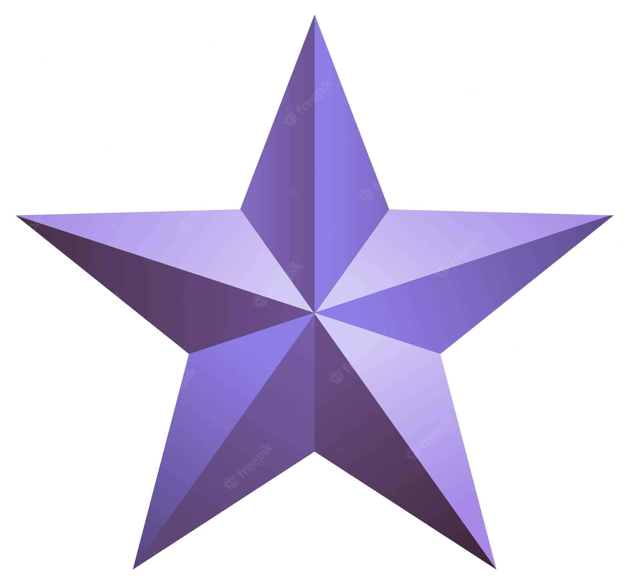 Purple Star 桌布 壁紙 — 一個風格化的紫色星星，帶有漸變陰影和銳利的幾何切面，置於純白色背景上。