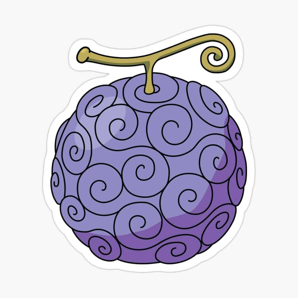 Devil Fruit 桌布 壁紙 — 一個風格化的紫色水果，帶有漩渦圖案和彎曲的莖，背景為純色。