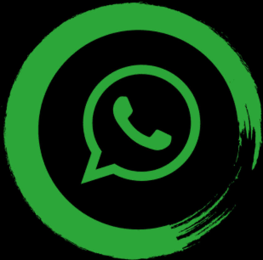 icon 桌布 壁紙 — 一個風格化的綠色WhatsApp標誌，在黑色背景上帶有筆觸紋理。