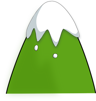 自然 桌布 壁紙 — 一個風格化的綠色山峰，帶有白色雪帽和兩個類似眼睛的小白點。