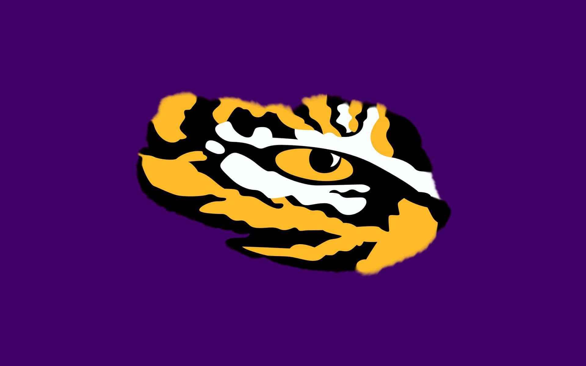 Lsu Tigers 桌布 壁紙 — 一個風格化的老虎頭標誌，採用橙色、黑色和白色，置於純紫色背景上。