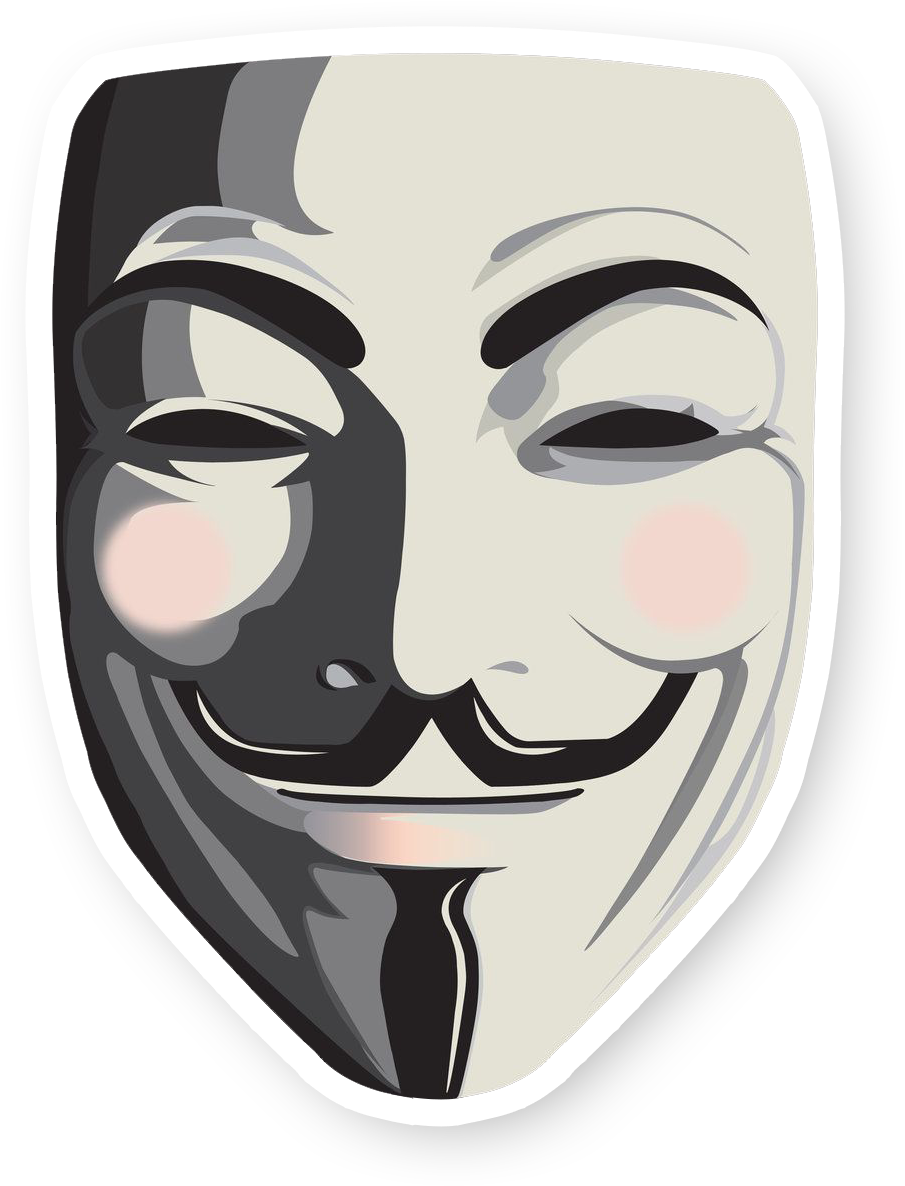 匿名 桌布 壁紙 — 一個風格化的蓋伊·福克斯面具，臉部黑白分半，臉頰紅潤，背景為黑色。