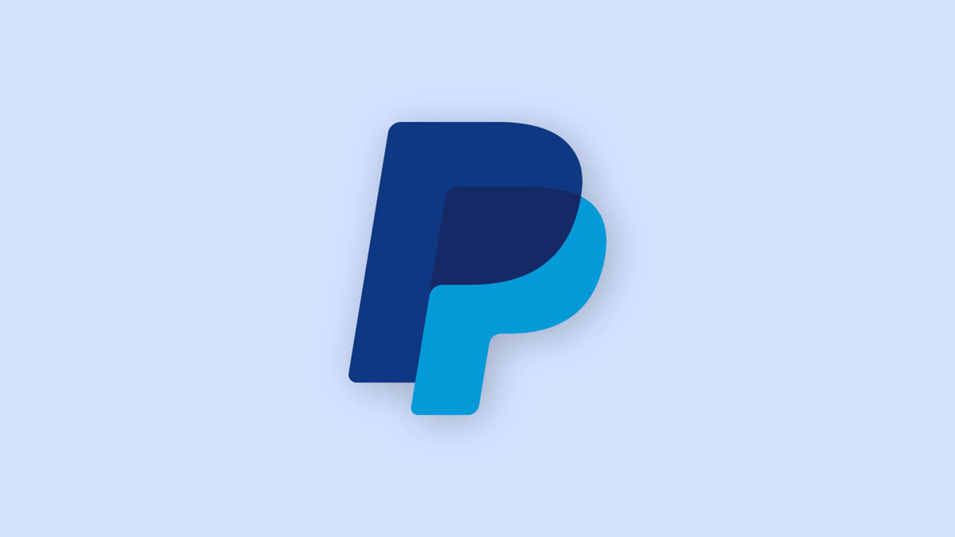 PayPal 桌布 壁紙 — 一個風格化的藍色「P」標誌，帶有漸變陰影，居中在柔和的淺藍色背景上。