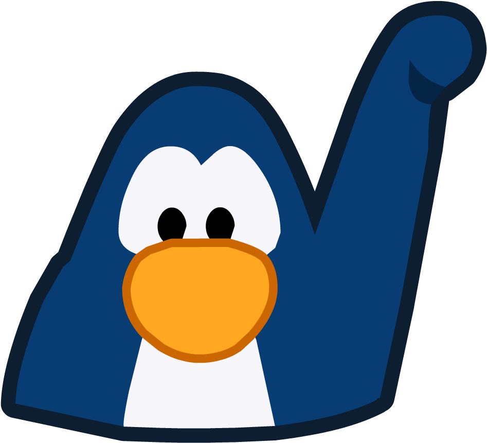 Emoji Discord 桌布 壁紙 — 一個風格化的藍色企鵝吉祥物，白色臉部、橙色喙和簡單的黑色眼睛，背景為黑色。