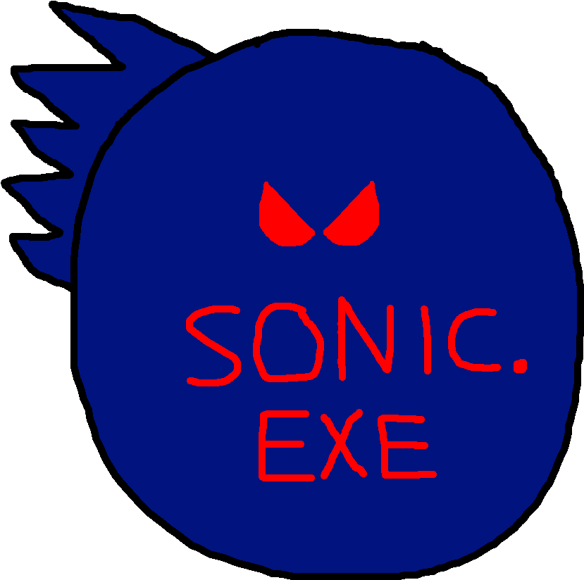 Sonic Exe 桌布 壁紙 — 一個風格化的藍色圓圈，帶有紅色憤怒的眼睛和文字 sonic exe，背景為黑色。