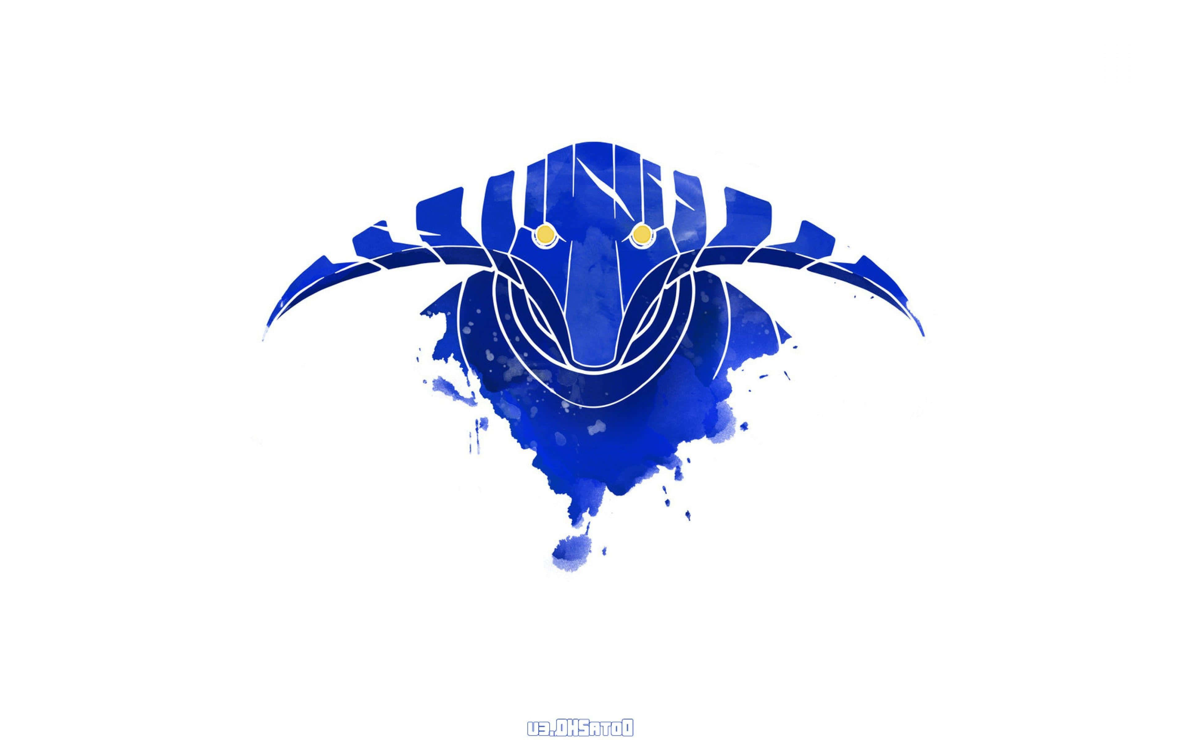 Dota 2 Sven 桌布 壁紙 — 一個風格化的藍色螃蟹標誌，帶有黃色眼睛和白色輪廓，濺在白色背景上。