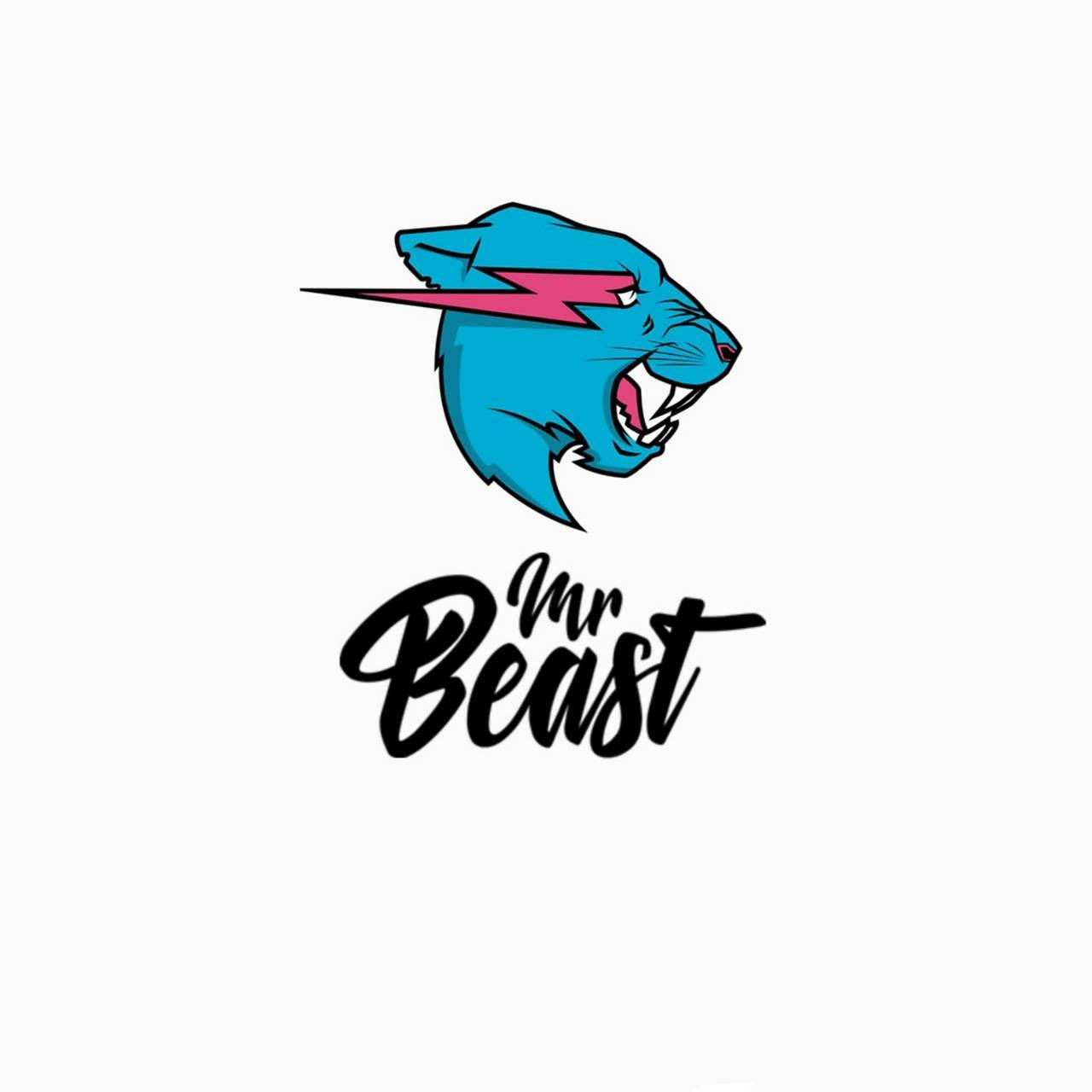 帶有粉紅色閃電和 Mr Beast 文字的藍色豹子標誌。 — 簡單動圖 壁紙