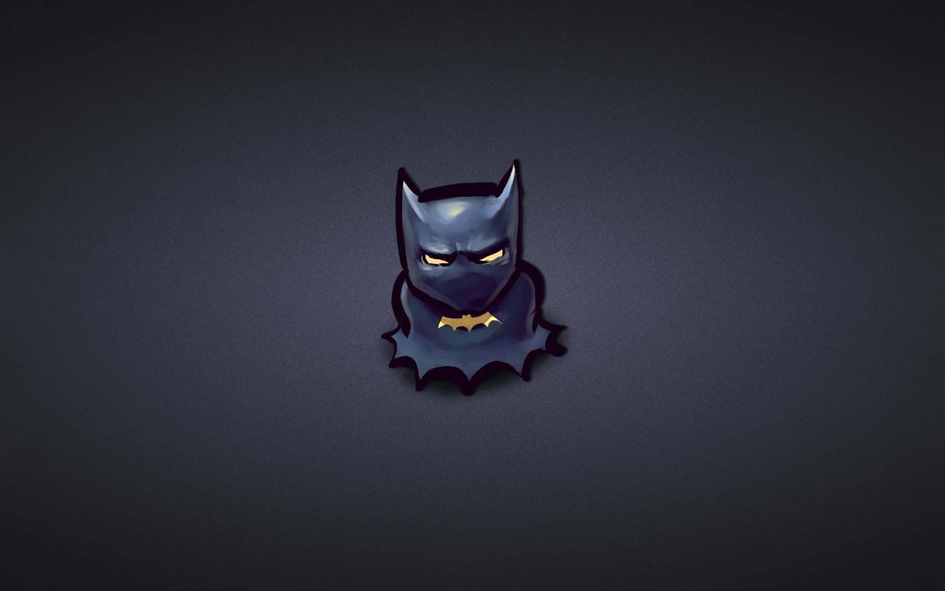 Batman Cartoon 桌布 壁紙 — 一個風格化的蝙蝠俠人偶，有著發光的黃色眼睛，站在深灰色漸變背景的中央。