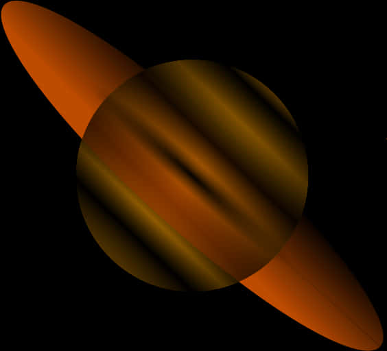 土星 桌布 壁紙 — 一個風格化的行星，帶有發光的橙色環和條紋金色表面，背景是黑色虛空。
