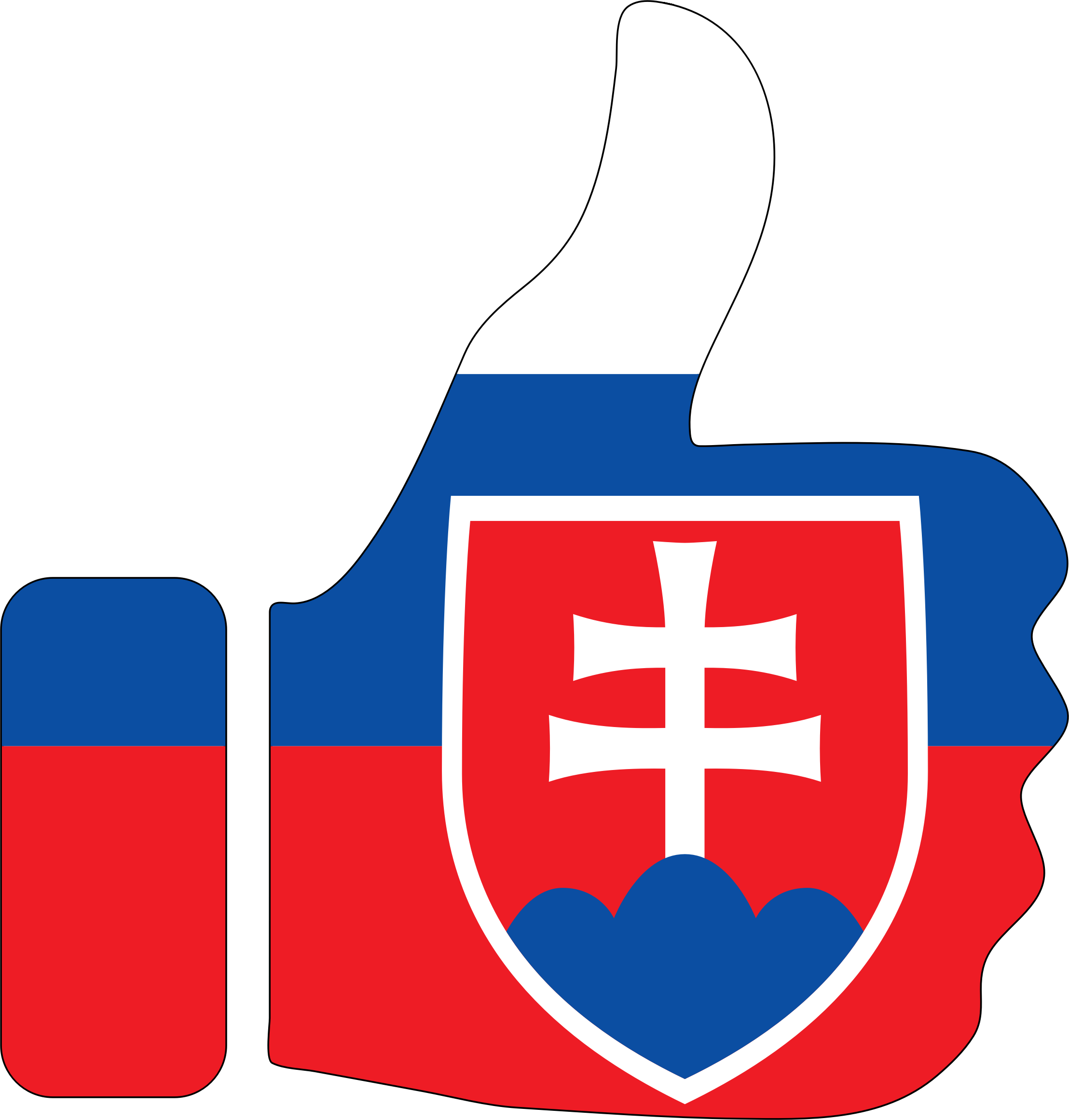 Slovakia 桌布 壁紙 — 一個風格化的豎起大拇指圖示，填充了斯洛伐克國旗顏色和國徽。