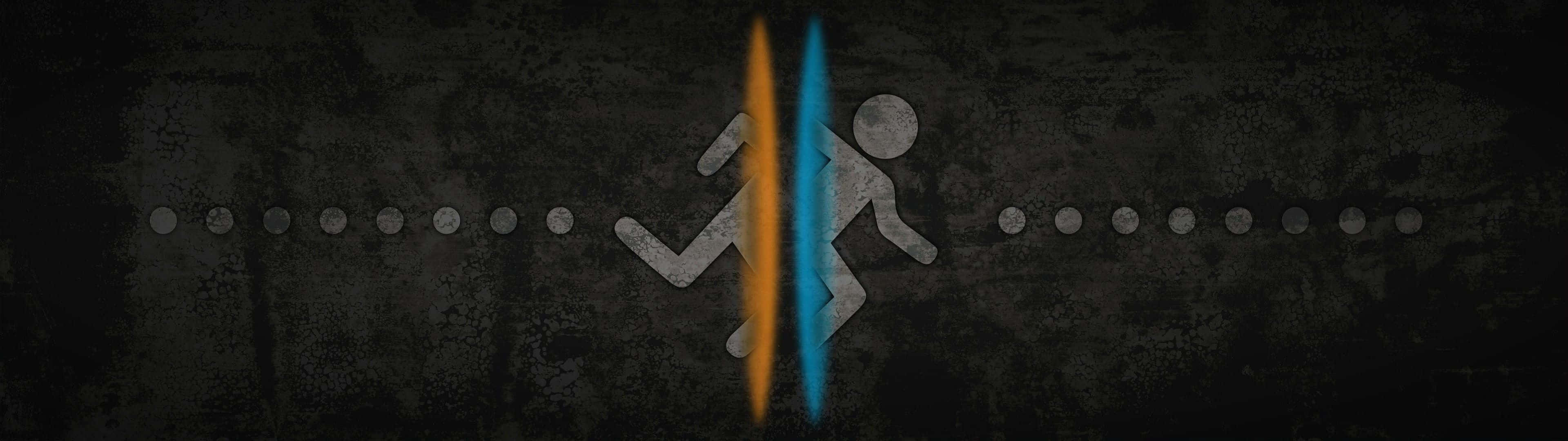 桌布 壁紙 — 一個風格化的跑步者形象，被一條發光的橙色和藍色垂直線分割，背景為紋理深色。