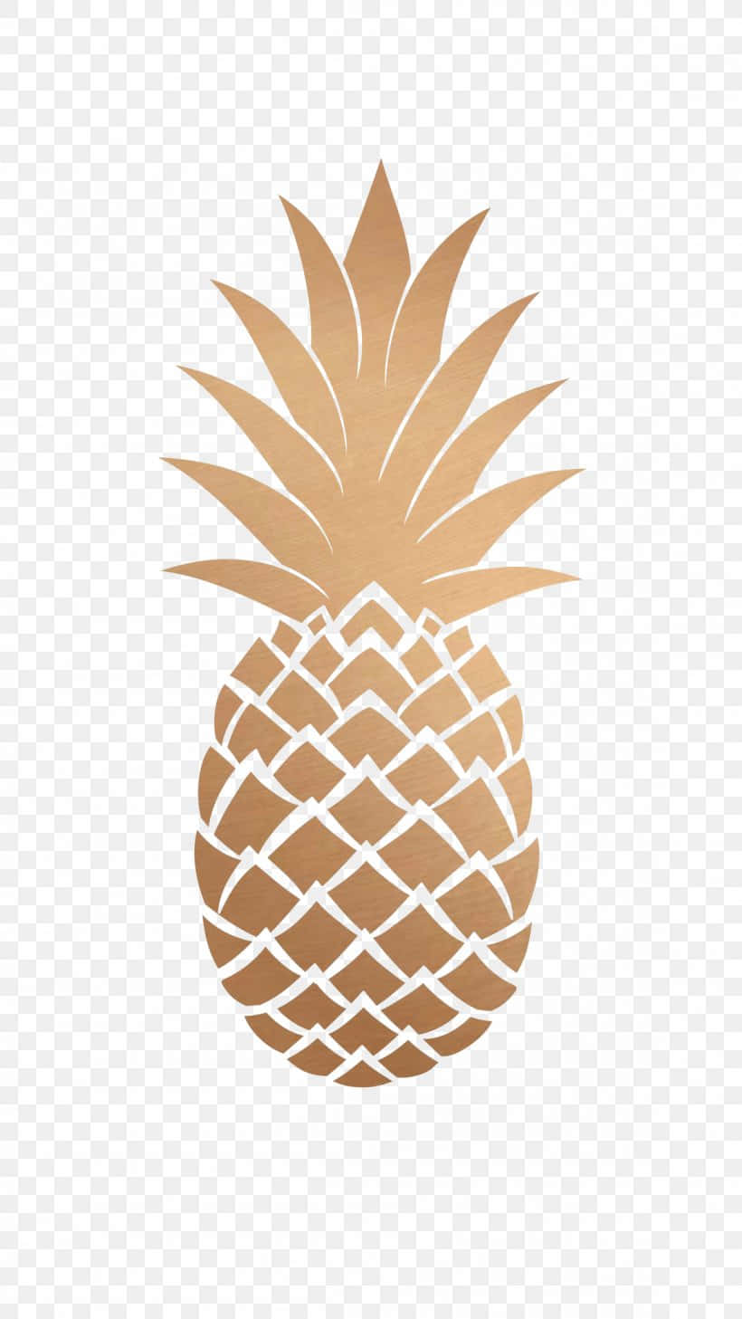 Pineapple 桌布 壁紙 — 一個風格化的金色鳳梨，帶有白色輪廓，居中放置在透明棋盤格背景上。