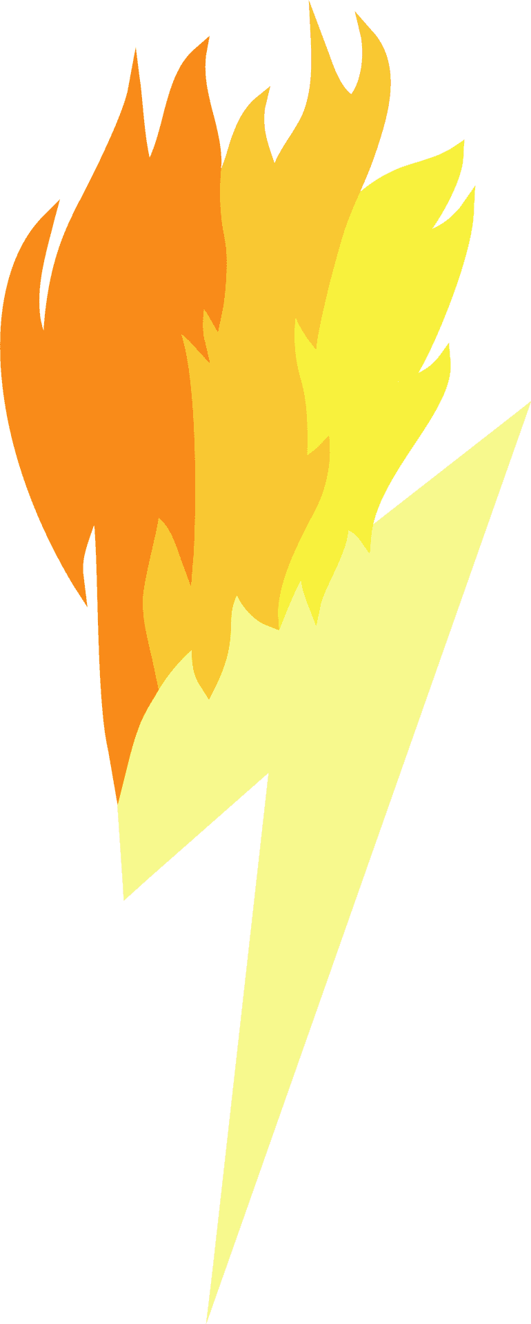 閃電 桌布 壁紙 — 一個風格化的閃電，頂部噴發出熾熱的橙色和黃色火焰，背景為黑色。