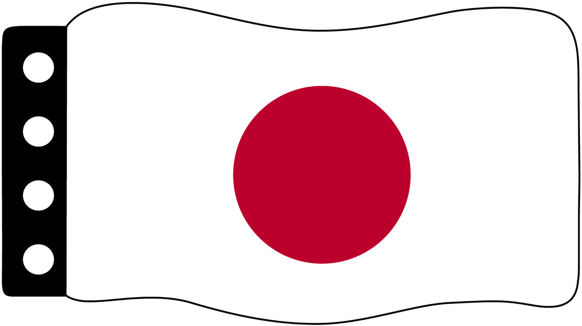 日本 桌布 壁紙 — 一個風格化的飄揚日本國旗，在白色區域中央有一個醒目的紅色圓圈，背景為黑色。