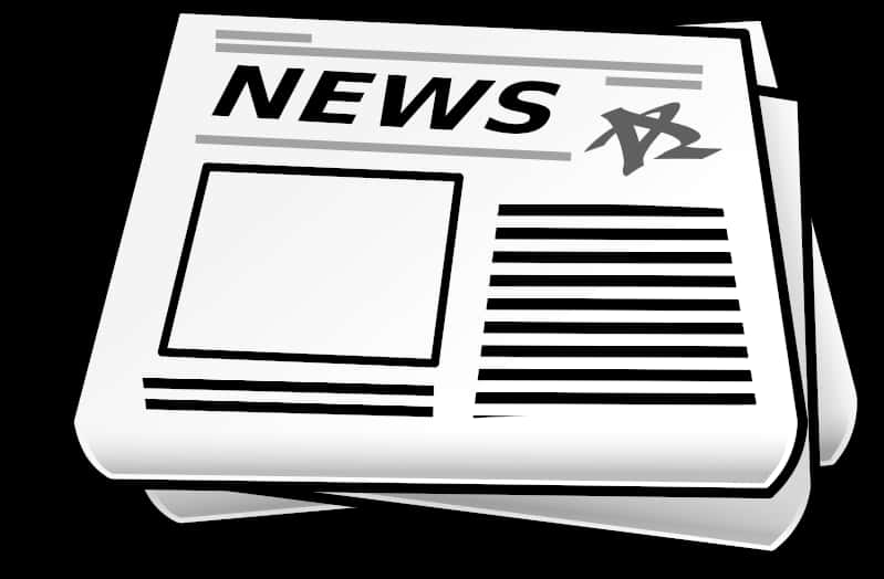 Newspaper 桌布 壁紙 — 一個風格化的黑白報紙圖示，帶有粗體「新聞」標題和佔位文字區塊，背景為深色。