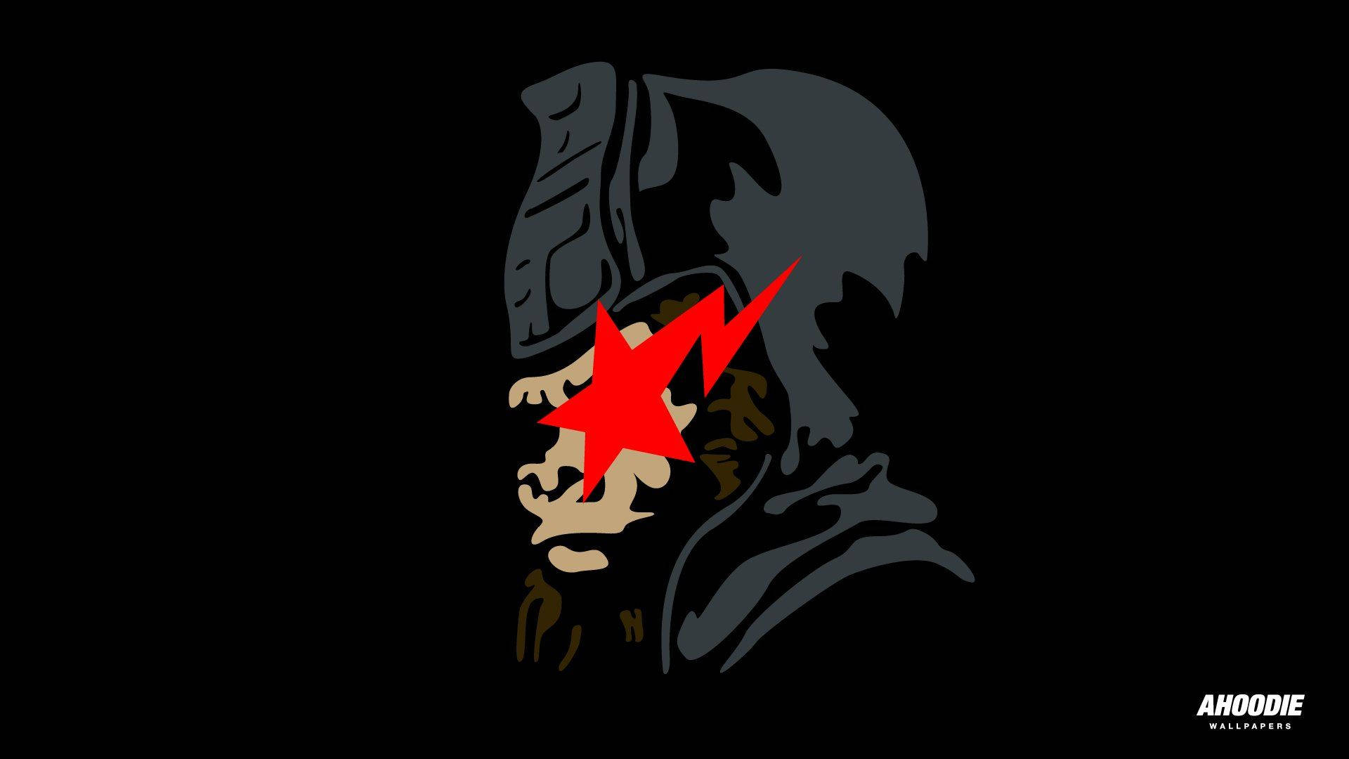 Bape 動態 桌布 壁紙 — 一個風格化的黑色剪影，一個戴著兜帽的人物，眼睛上方有一個大膽的紅色星爆，背景為黑色。