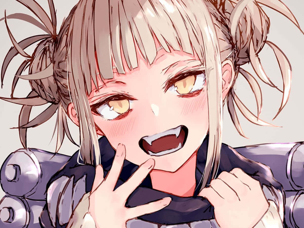 Toga 桌布 壁紙 — 一個驚訝的動漫女孩，金色雙馬尾和金色眼睛，雙手靠近嘴巴倒吸一口氣。