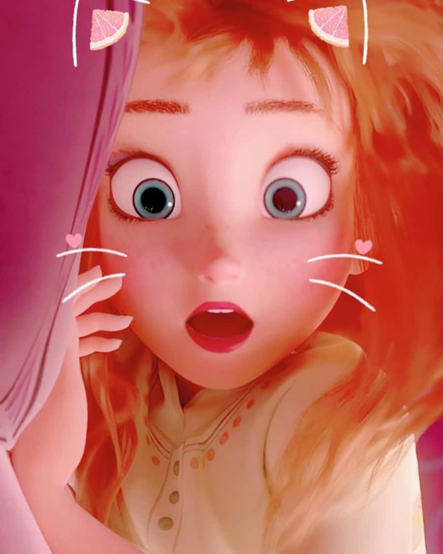驚訝的動漫女孩有貓耳朵從窗簾後面窺視。 — 冰雪奇緣 GIF 壁紙