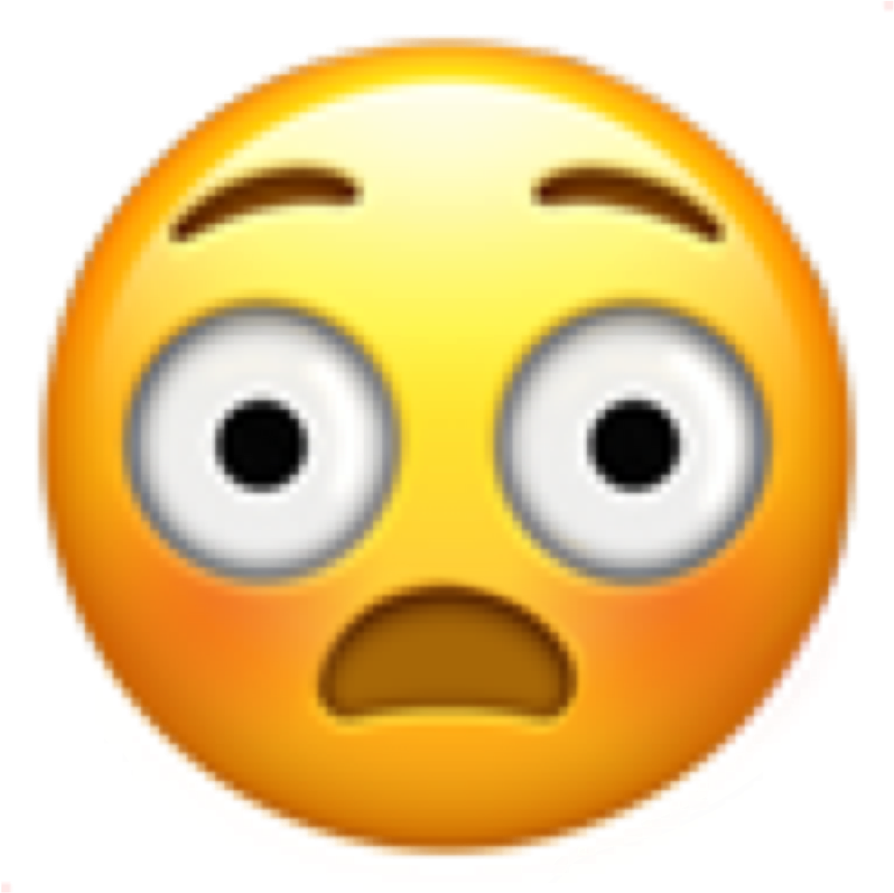 Surprised 桌布 壁紙 — 一個驚訝的黃色表情符號臉，眼睛睜大，嘴巴張開，背景為黑色。