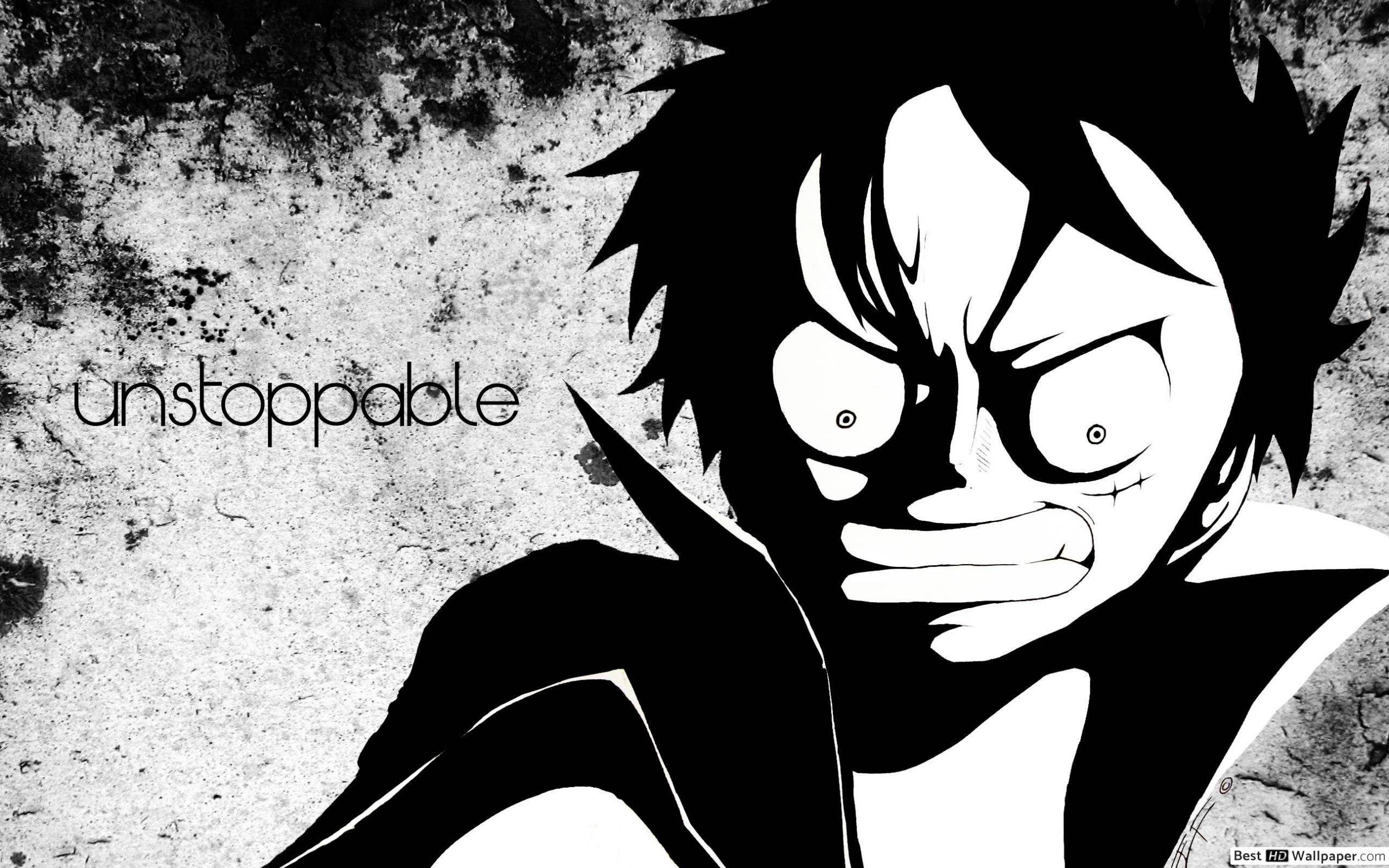 Black And White Anime 桌布 壁紙 — 一個高對比度的黑白動漫角色，擁有尖刺頭髮和兇猛表情，背景為粗糙紋理。