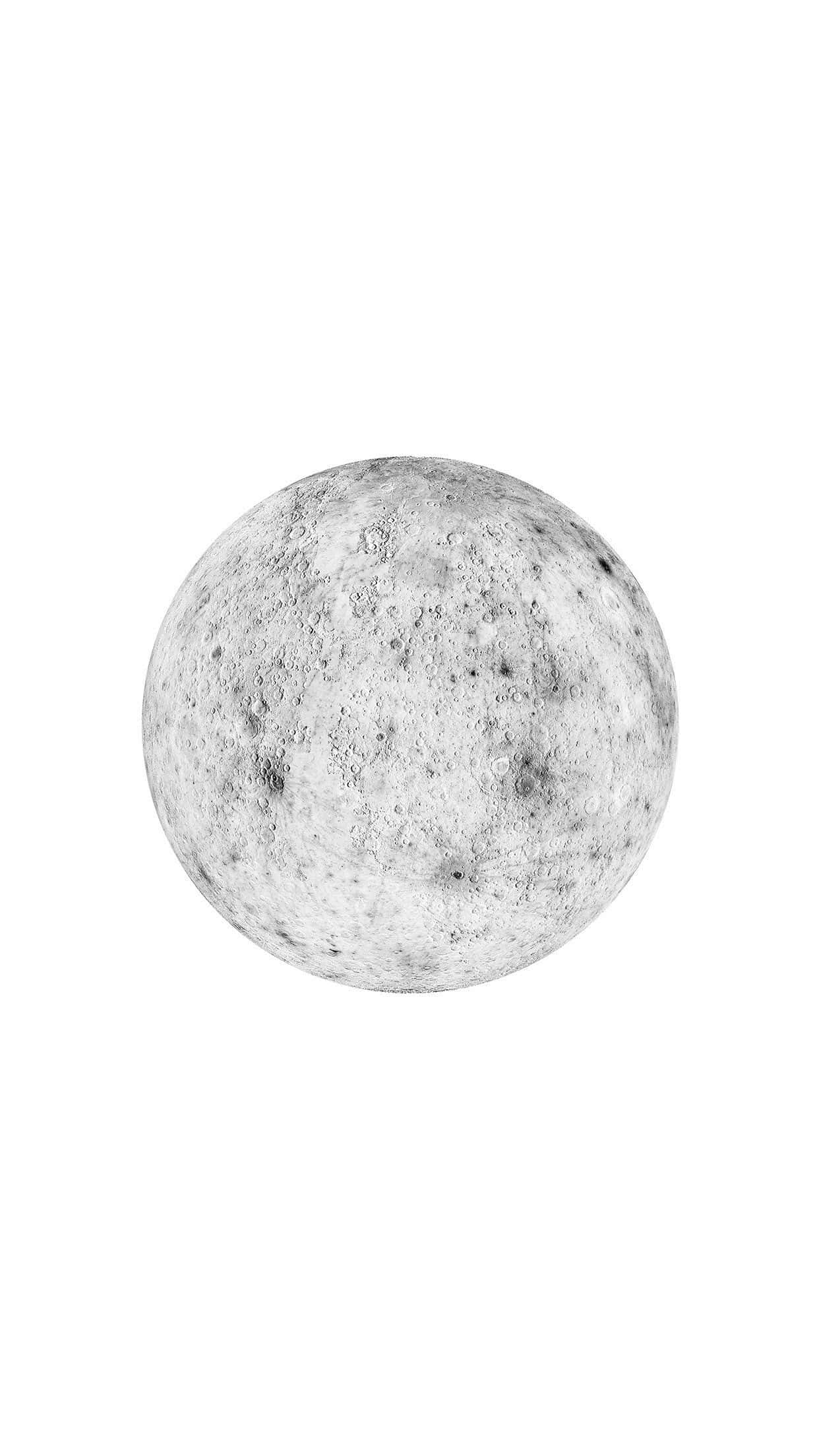 月光 桌布 壁紙 — 一個高度詳細的水星灰階球體，表面佈滿隕石坑，背景為純白色。