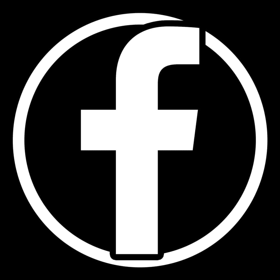 Facebook 桌布 壁紙 — 一個鮮明的白色Facebook標誌，居中於圓形內，置於純黑色背景上。
