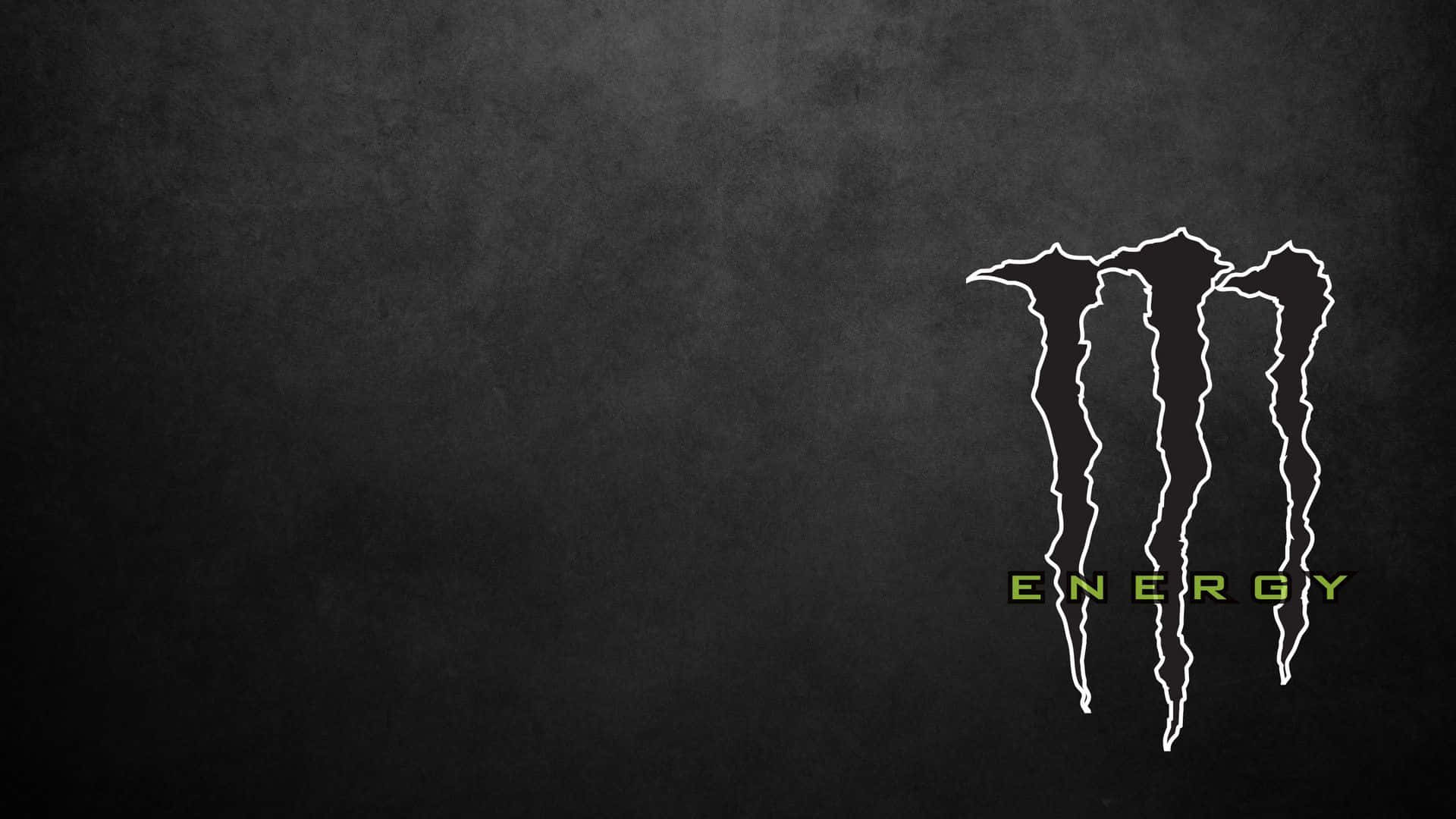 怪物 桌布 壁紙 — 一個鮮明的白色Monster Energy標誌，配上綠色文字，在帶有紋理的深灰色背景上格外突出。
