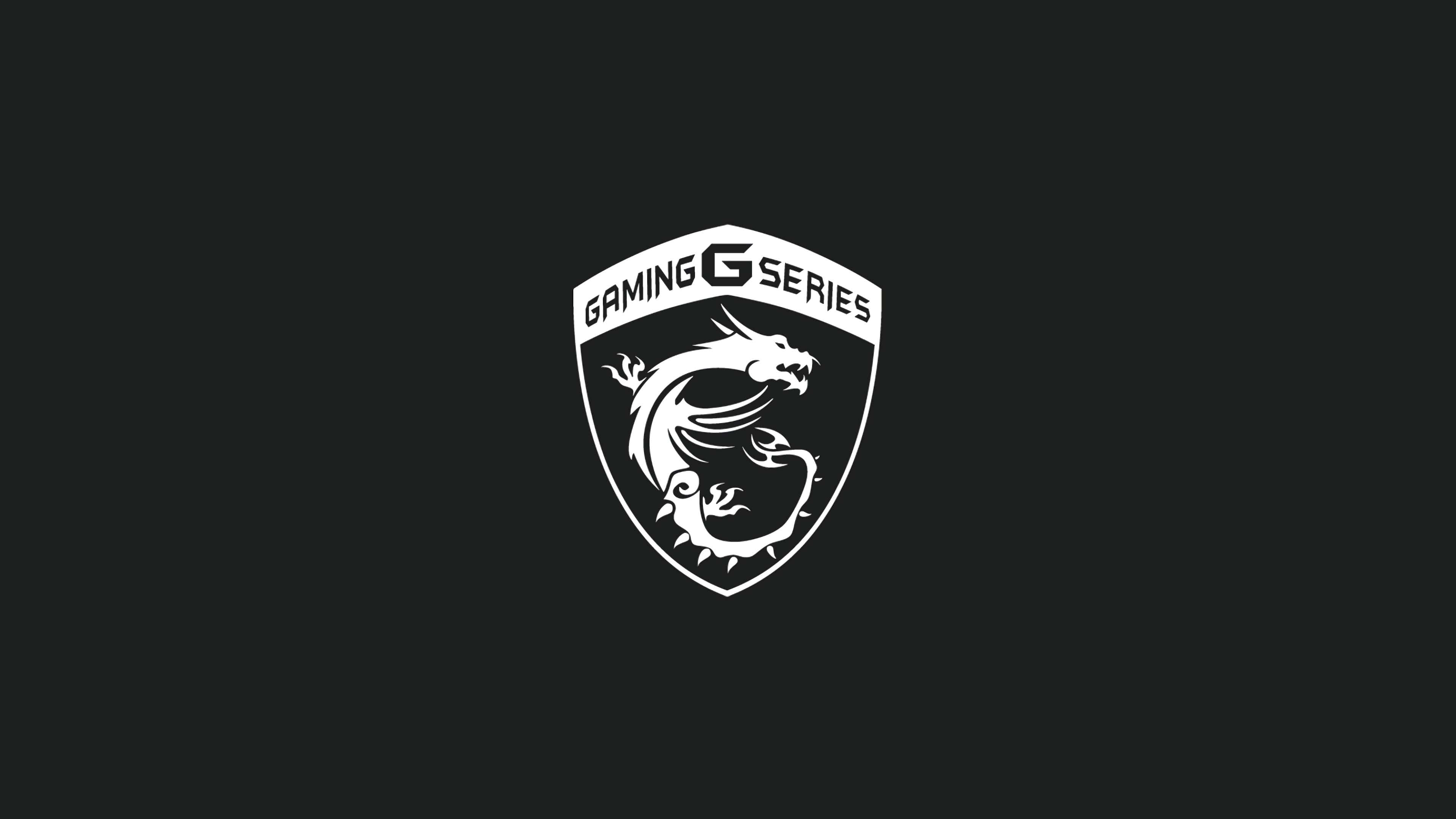 微星 桌布 壁紙 — 一個鮮明的白色MSI Gaming G Series龍標誌居中在純黑色背景上。