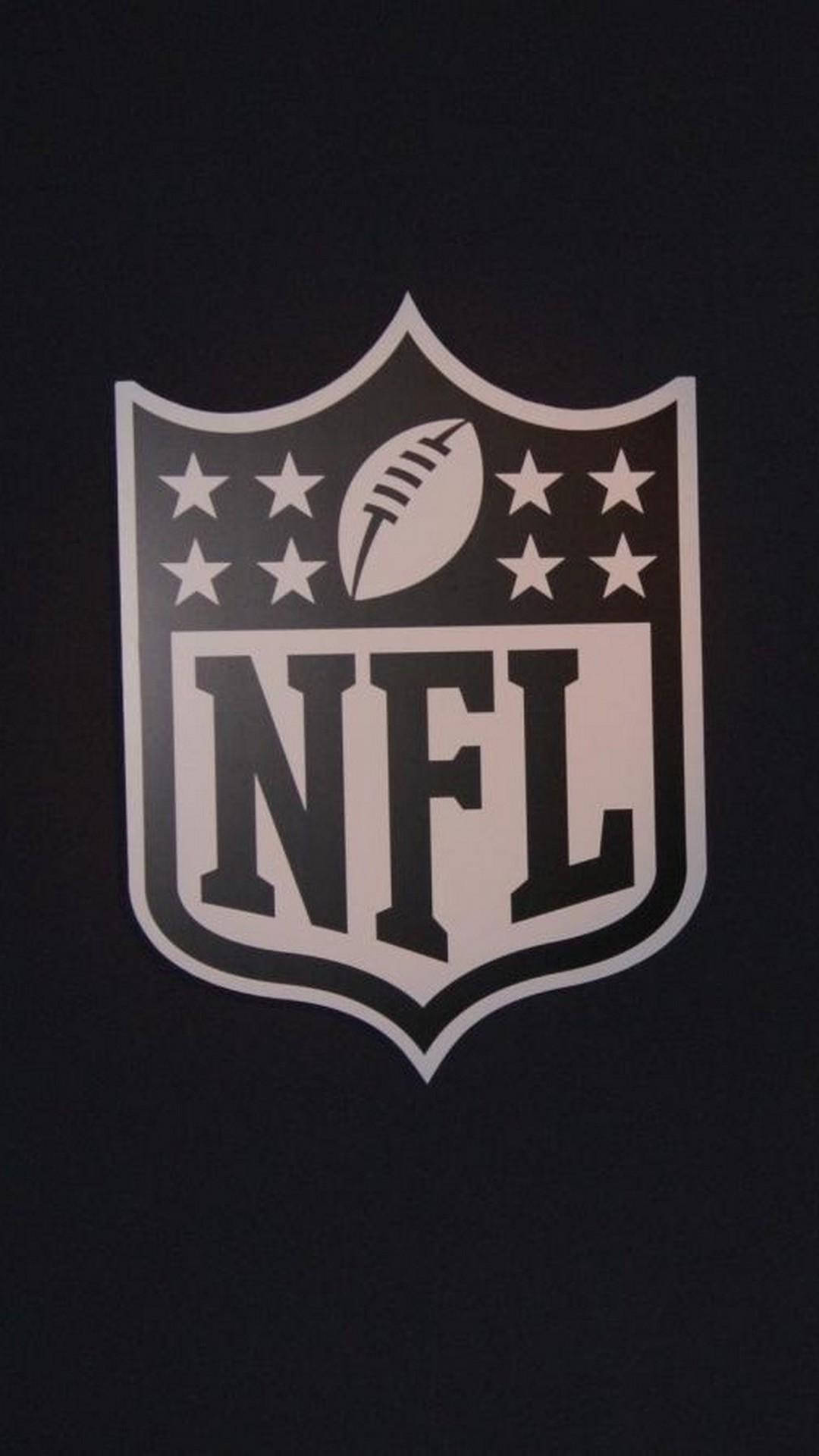 NFL 桌布 壁紙 — 一個鮮明的白色NFL標誌，星星和足球居中在純黑色背景上。
