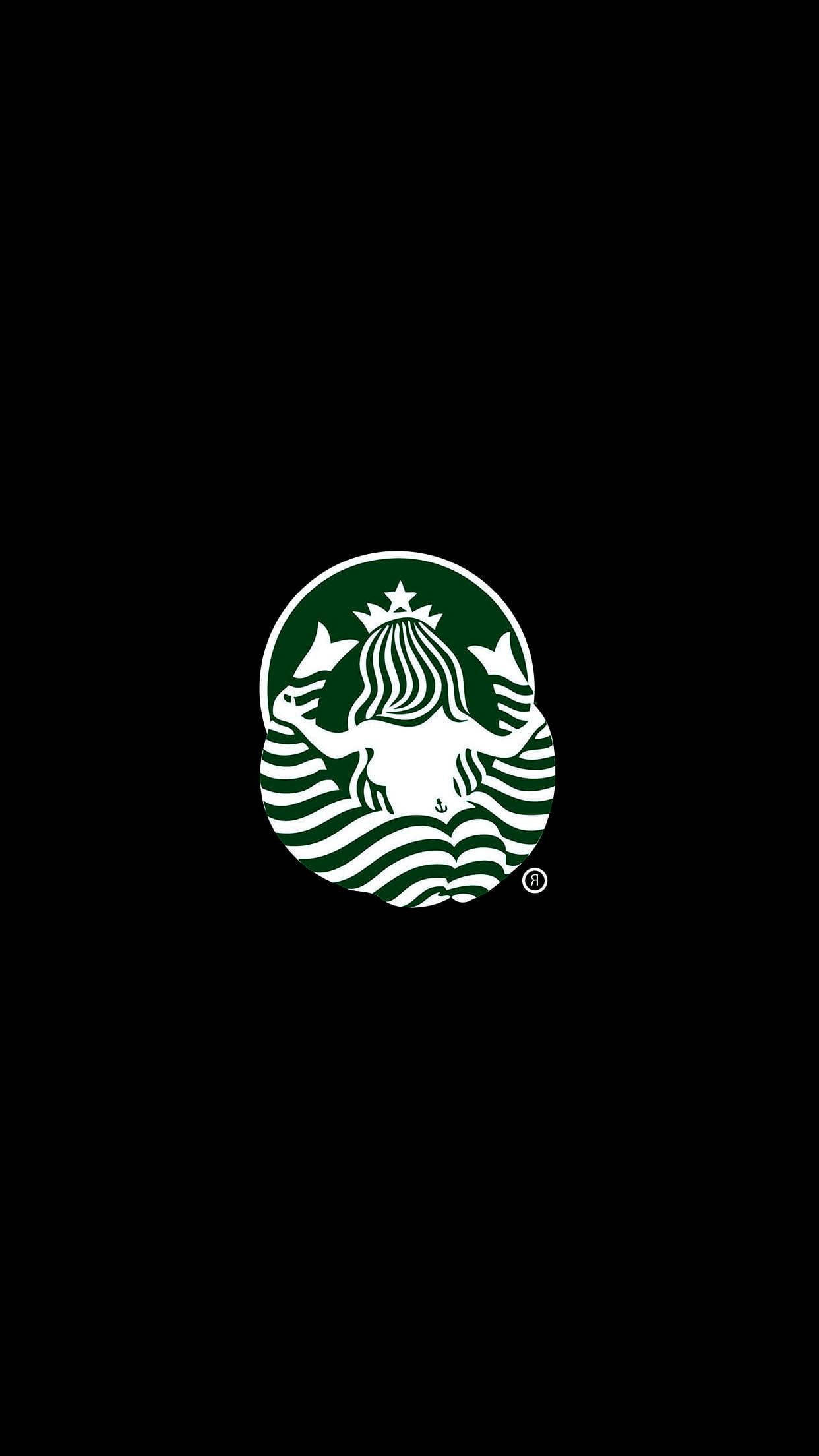 黑色背景上帶有海妖的Starbucks標誌