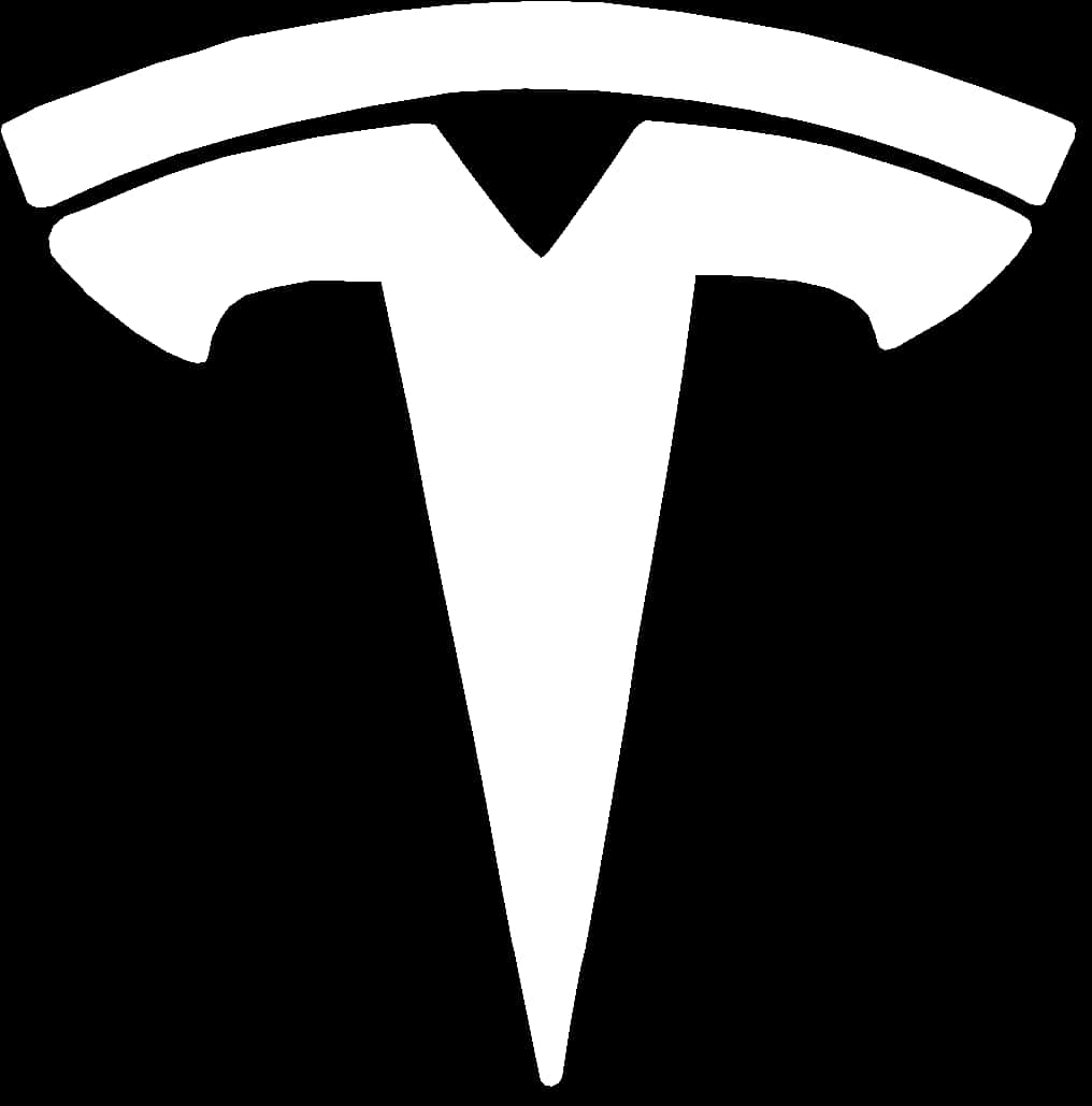 Logos 桌布 壁紙 — 一個鮮明的白色Tesla標誌，在純黑色背景上大膽地呈現。