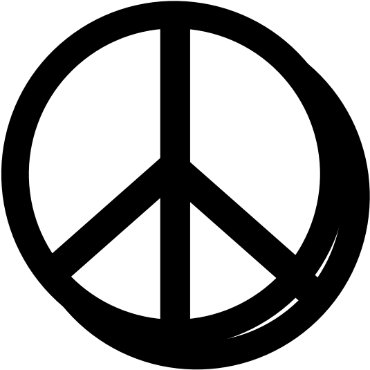 平靜 桌布 壁紙 — 一個鮮明的白色和平符號圖示，置於純黑色背景上，右下角有微妙的曲線。