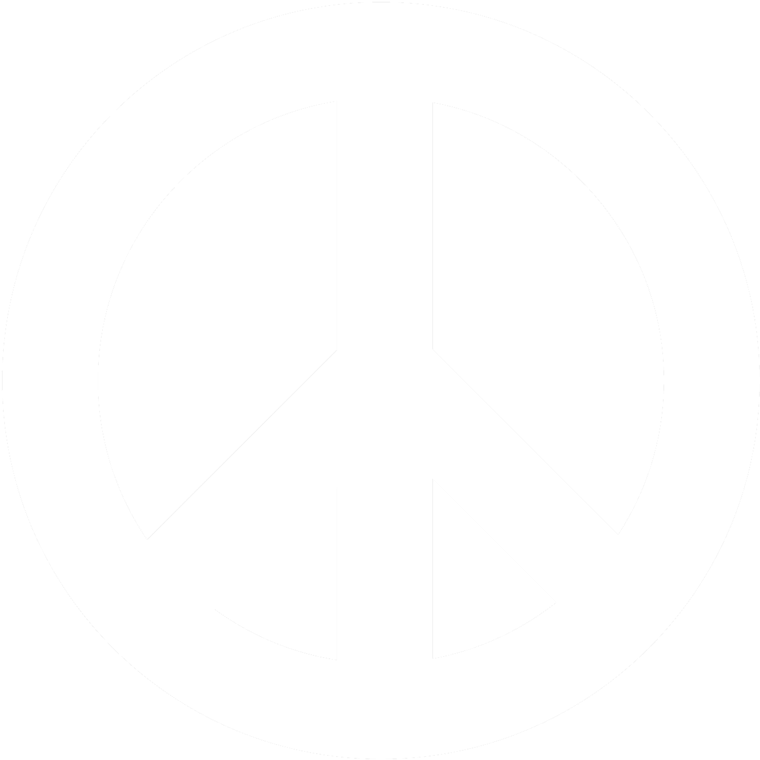平靜 桌布 壁紙 — 一個鮮明的白色和平符號居中於黑色背景上，具有高對比度和乾淨的幾何線條。