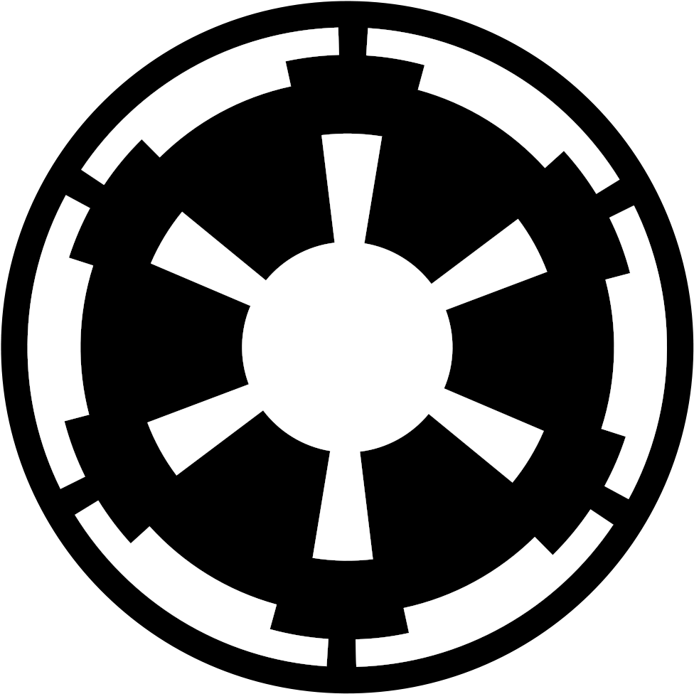 Circle Logo 桌布 壁紙 — 一個鮮明的白色帝國徽章標誌，置於純黑色背景上，具有銳利的幾何對稱性。