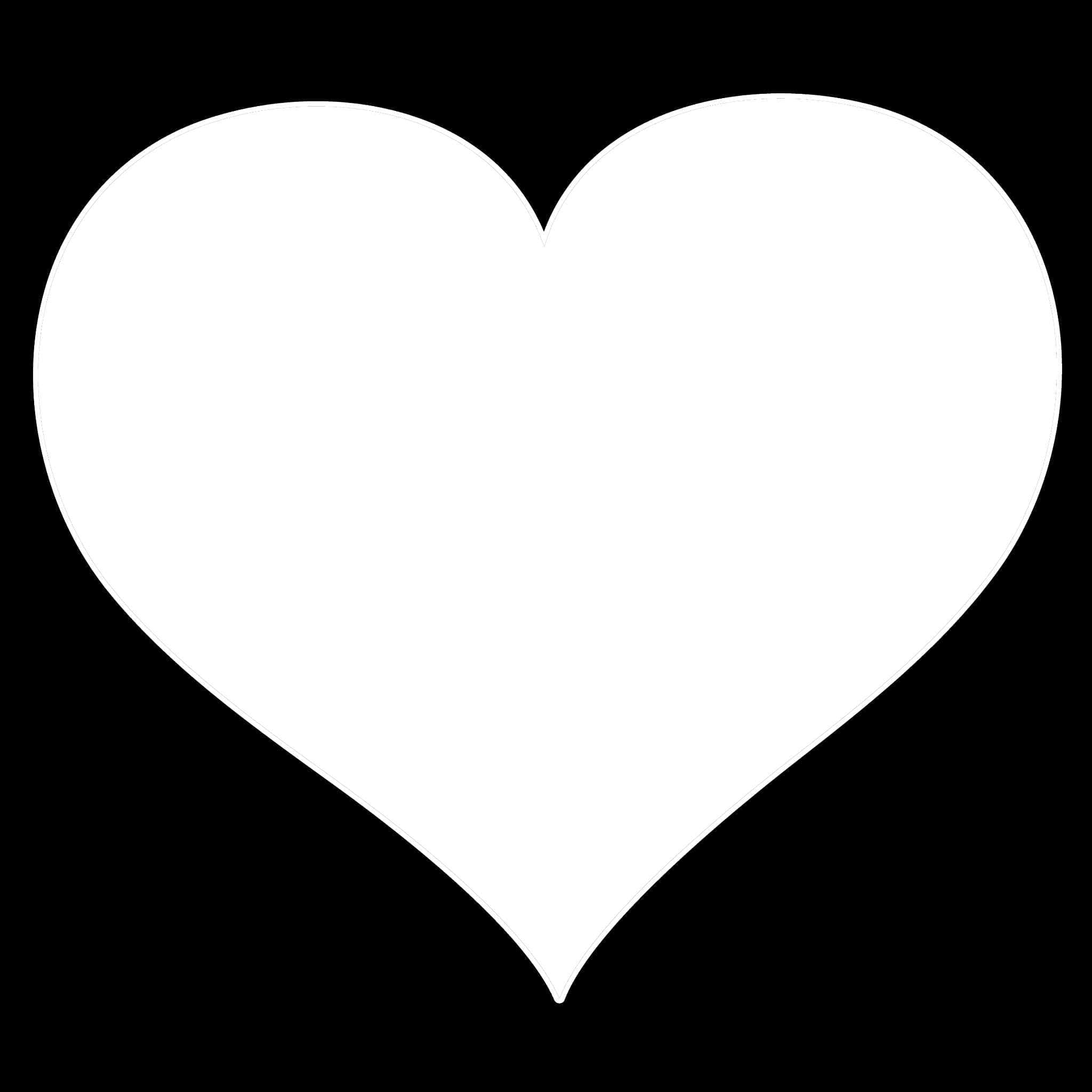 White Heart 桌布 壁紙 — 一個鮮明的白色心形圖案，居中於純黑色背景上。