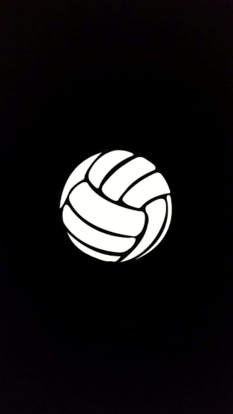 Volleyball Ball 桌布 壁紙 — 一個鮮明的白色排球圖標在純黑色背景上發光，呈現極簡數位藝術風格。