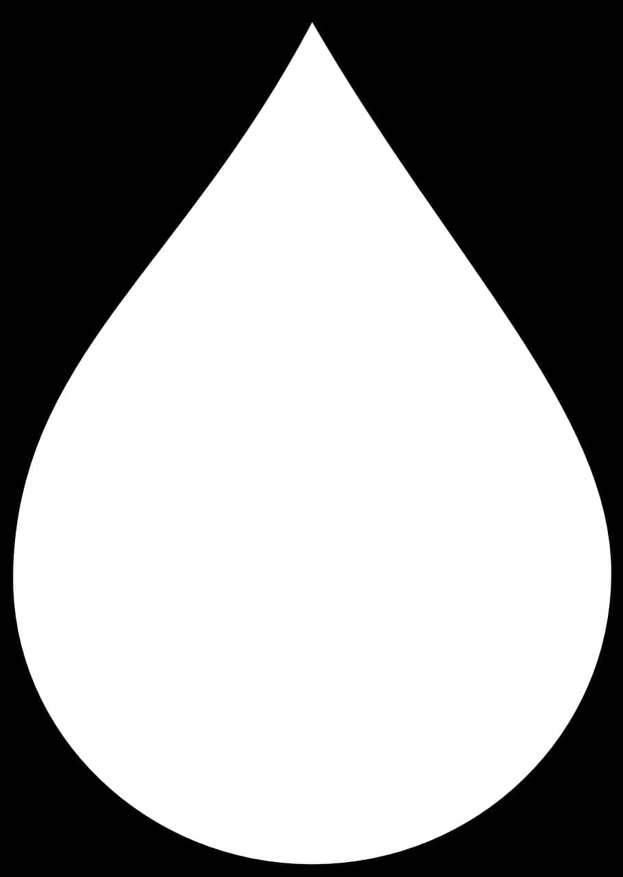 Water Droplet 桌布 壁紙 — 一個鮮明的白色水滴剪影在純黑色背景上脫穎而出。