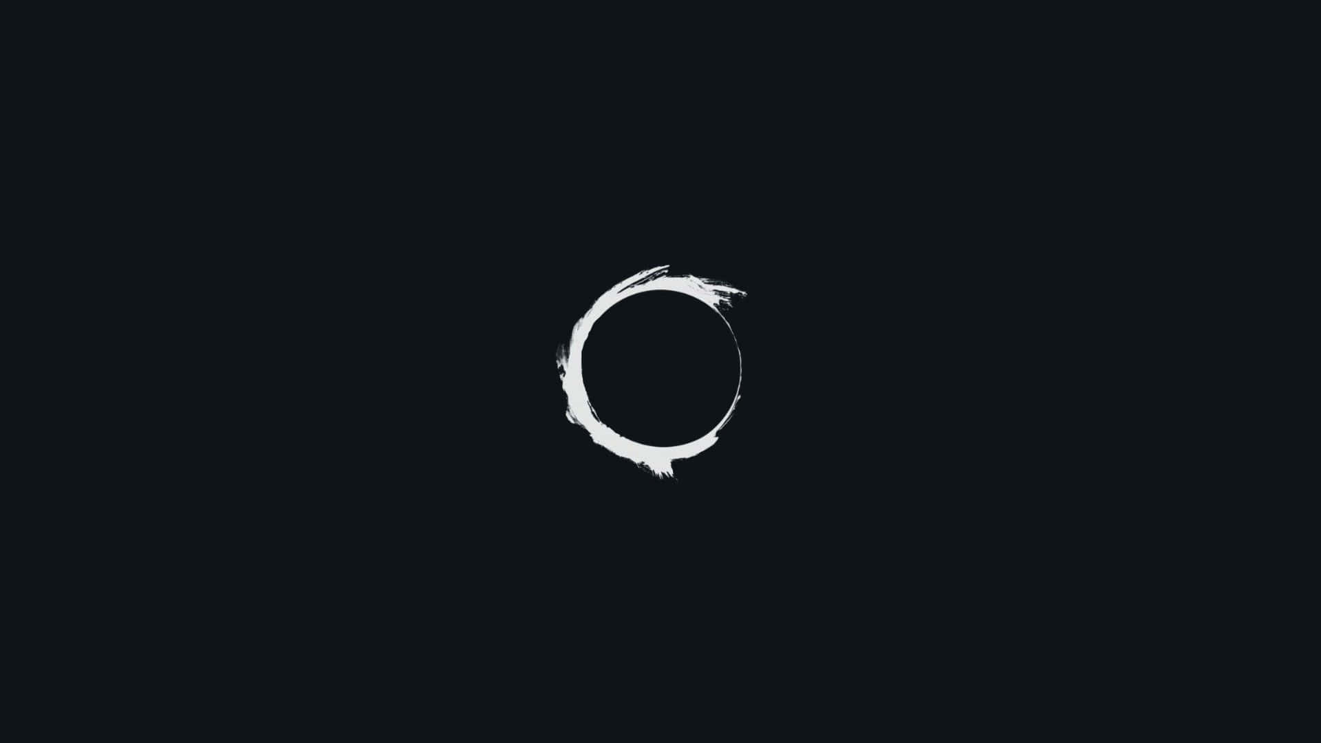 Simple Black 桌布 壁紙 — 一個鮮明的白色筆觸圓圈漂浮在深黑色背景上，極簡且居中。