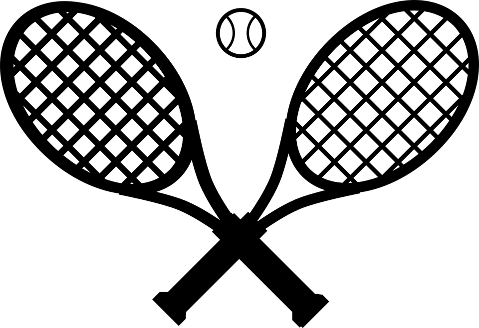 Tennis 桌布 壁紙 — 一個鮮明的白色網球圖示，居中在純黑色背景上。