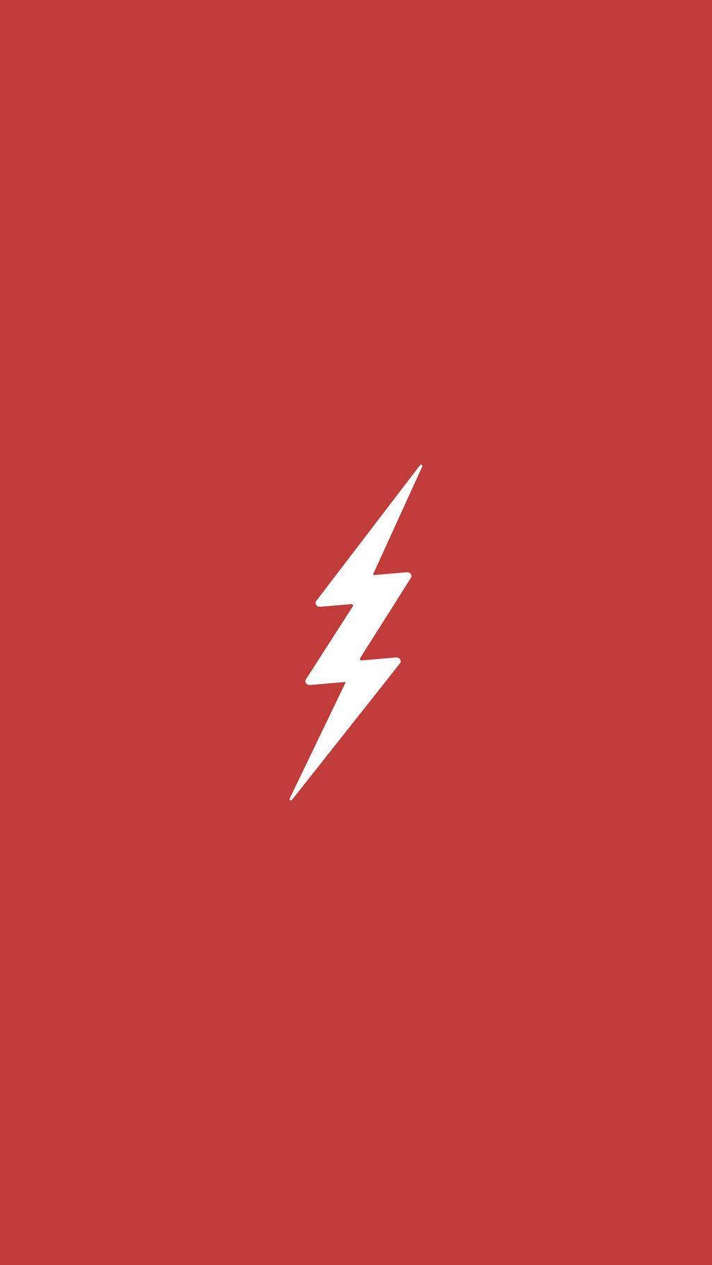 the flash iPhone 桌布 壁紙 — 一個鮮明的白色閃電圖示，居中放置在純紅色背景上。
