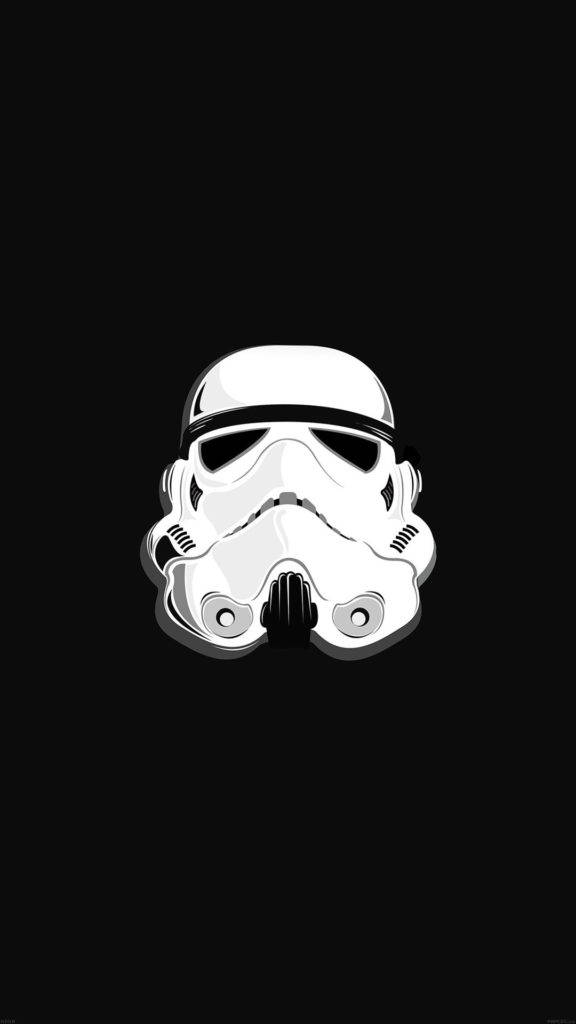 star wars iPhone 7 桌布 壁紙 — 一個鮮明的白色風暴兵頭盔，置於純黑色背景中央，帶有微妙的陰影。