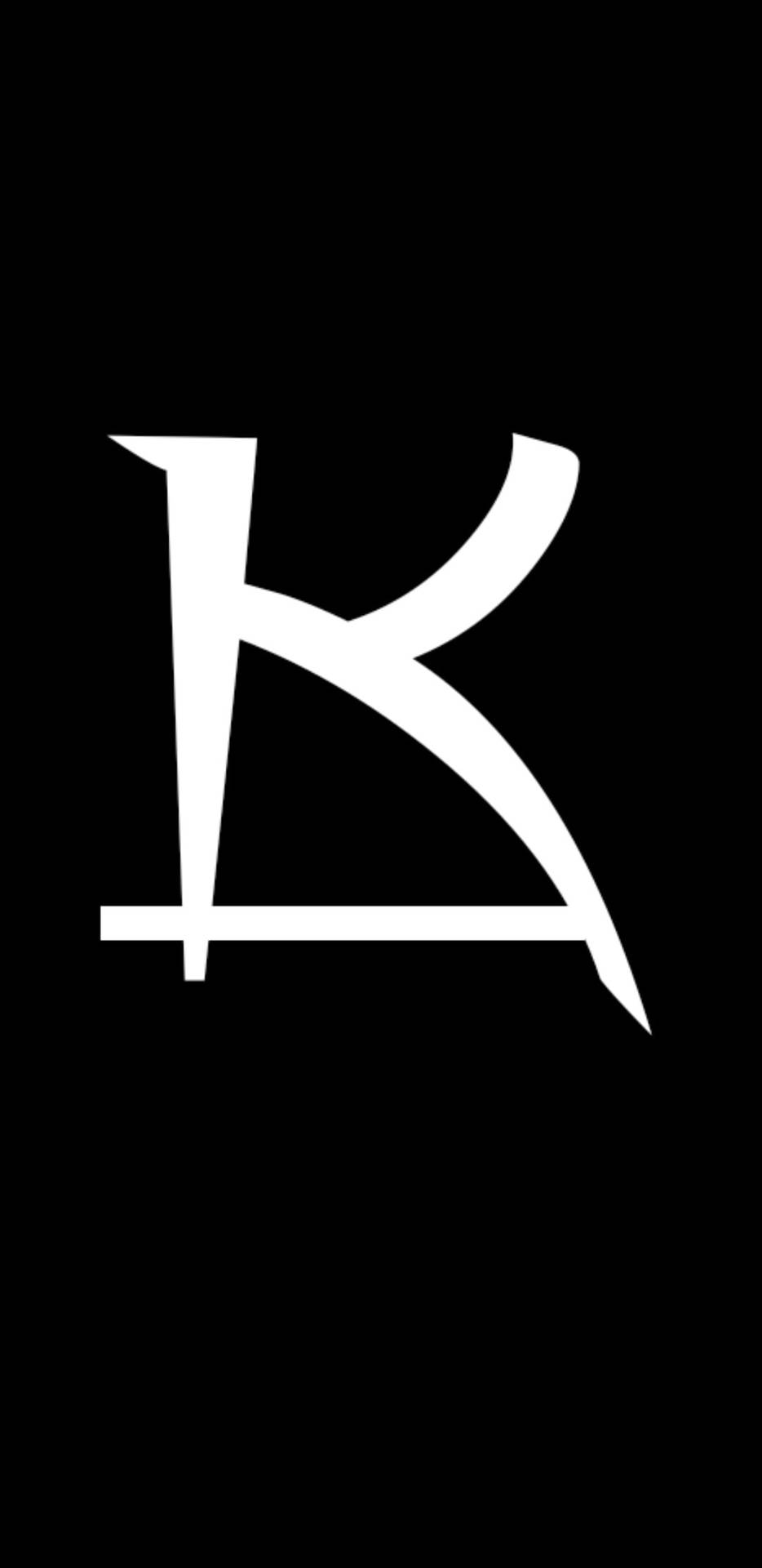 字母動畫 桌布 壁紙 — 一個鮮明的白色風格化字母K，在純黑色背景上大膽地矗立。