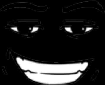 Roblox Face 桌布 壁紙 — 一個鮮明的黑白極簡風格面孔，帶有發光的眼睛和一個以白色勾勒的寬闊露齒笑容。