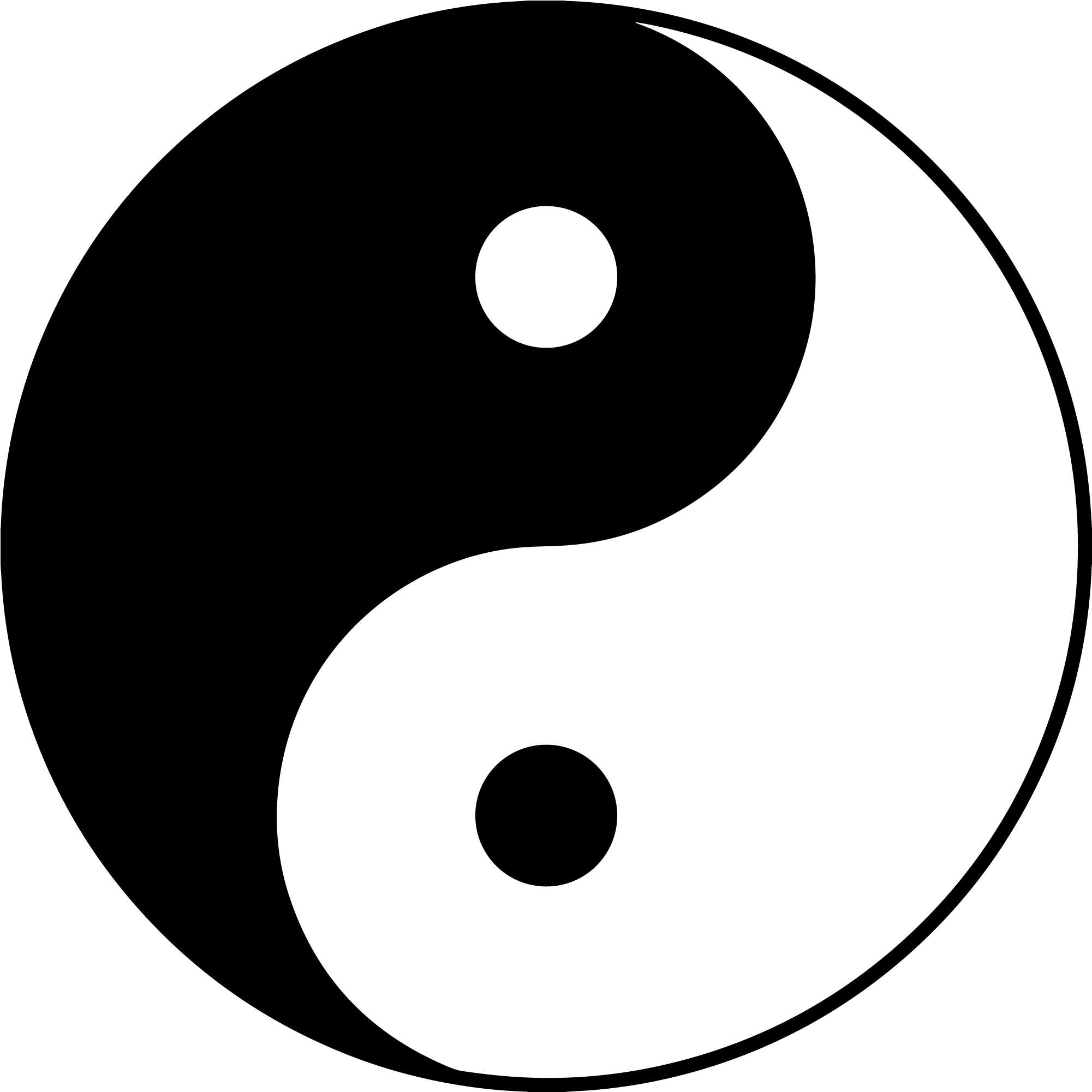 黑白 桌布 壁紙 — 一個鮮明的黑白陰陽符號，帶有對比圓圈，背景簡潔。