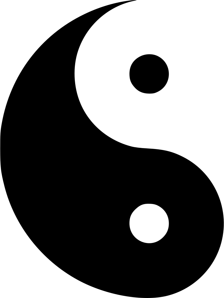 黑白 桌布 壁紙 — 一個鮮明的黑白陰陽符號，帶有流暢的曲線和對比點，居中於純色背景上。